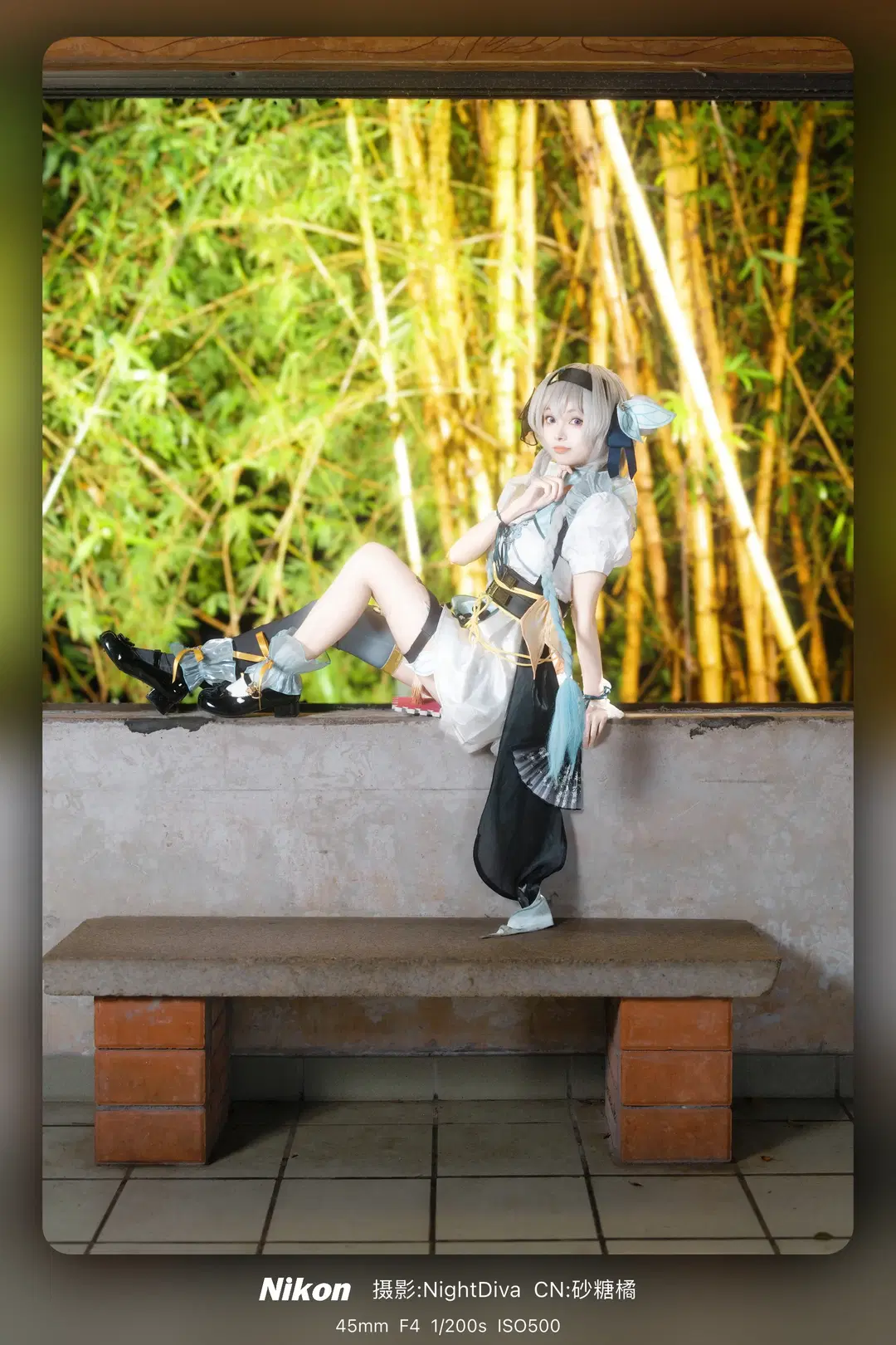 二次元, 崩壊：スターレイル, ホタル コスプレ, 黒ストッキング, 中華娘