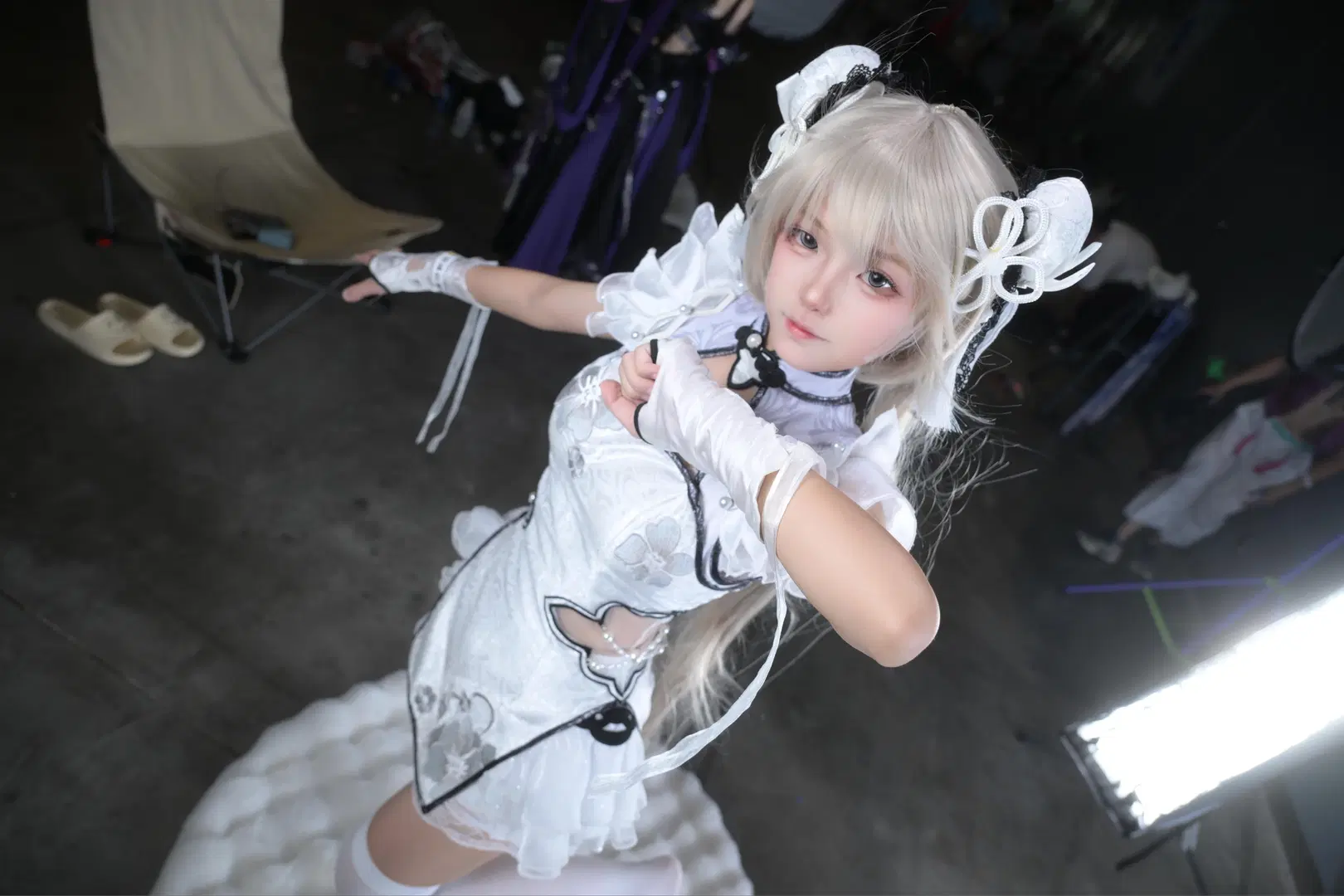 【殷紫萍コスプレ】NARAKA: BLADEPOINT 江門結縁アニメ展、白ストッキングとレースチャイナドレスの出会い - NightDiva - 3枚目