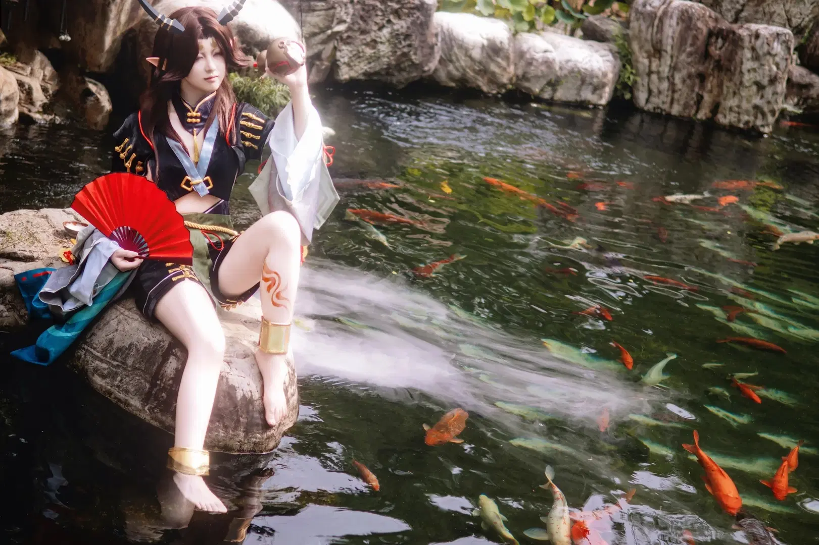 外景摄影, 和风cosplay, 阴阳师, 星熊童子cos, 神酿星熊童子