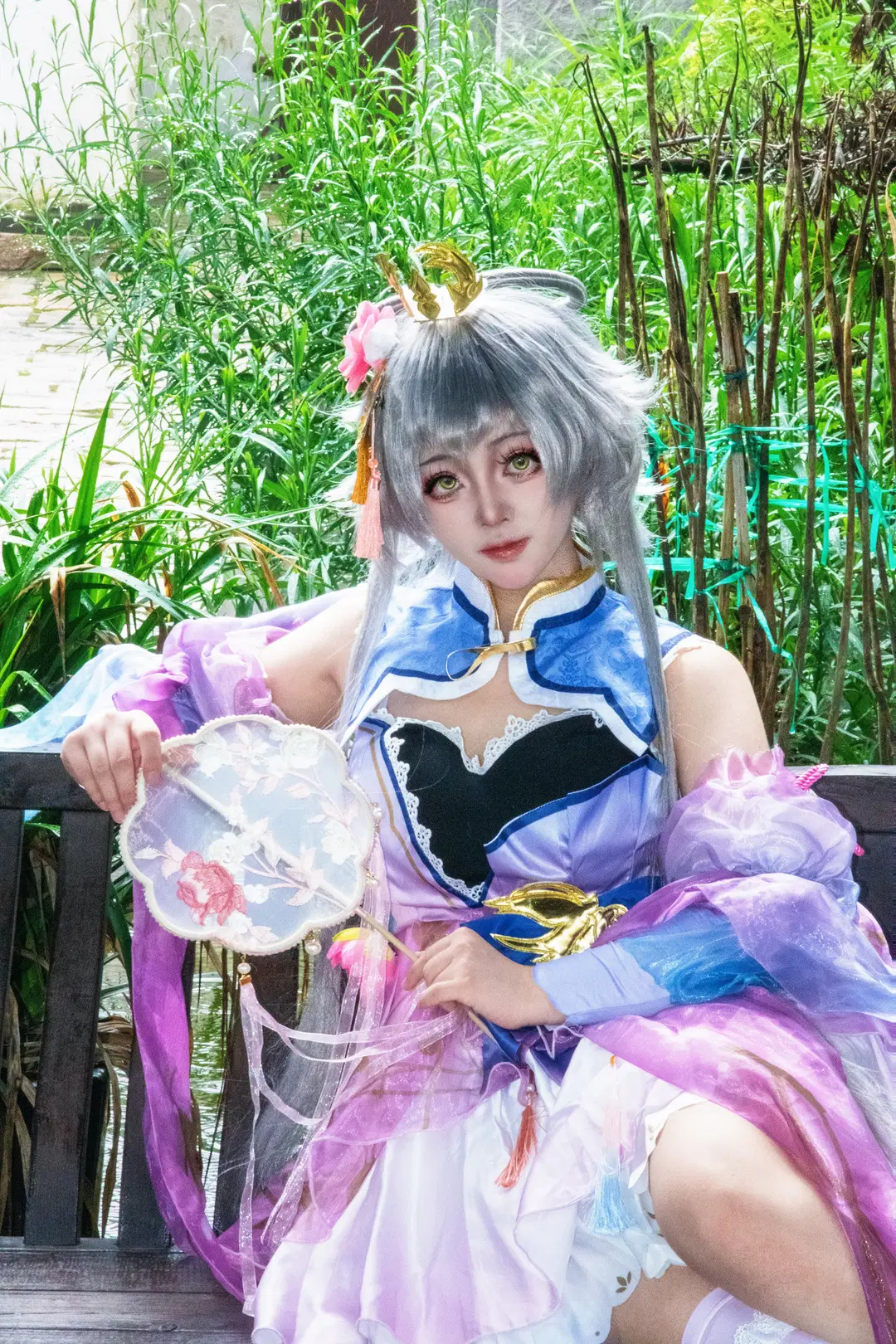 古风摄影, 洛天依cos, 国风cos, 丝袜, 春日庭院