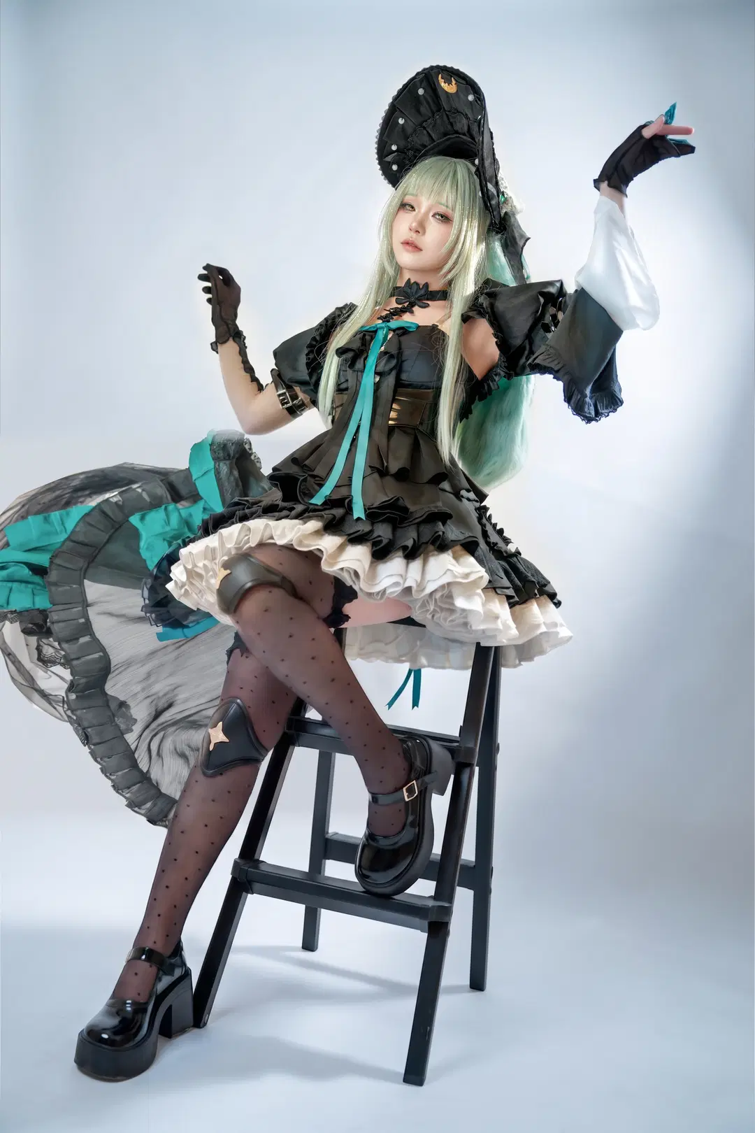 コスプレ, アークナイツ, 若葉睦コスプレ, Ave Mujica, 黒ストッキング