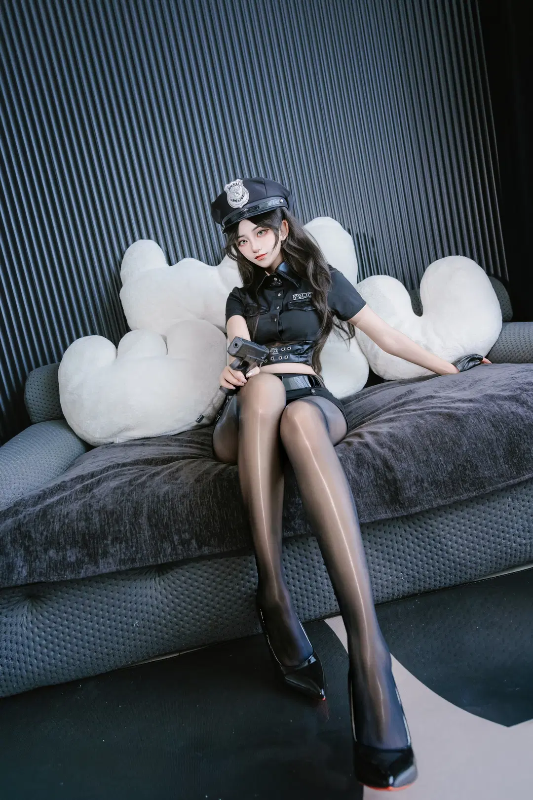 黑丝穿搭, 楚漓cos, 女警制服, 甜御御姐, 长腿高跟