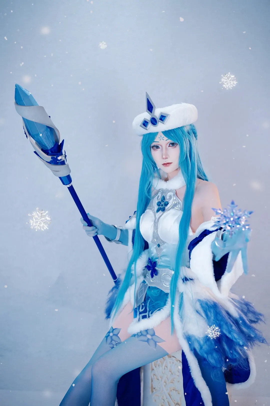 王者荣耀, 王昭君cos, cosplay摄影, 蓝色丝袜, 冰雪之华 - 第1张