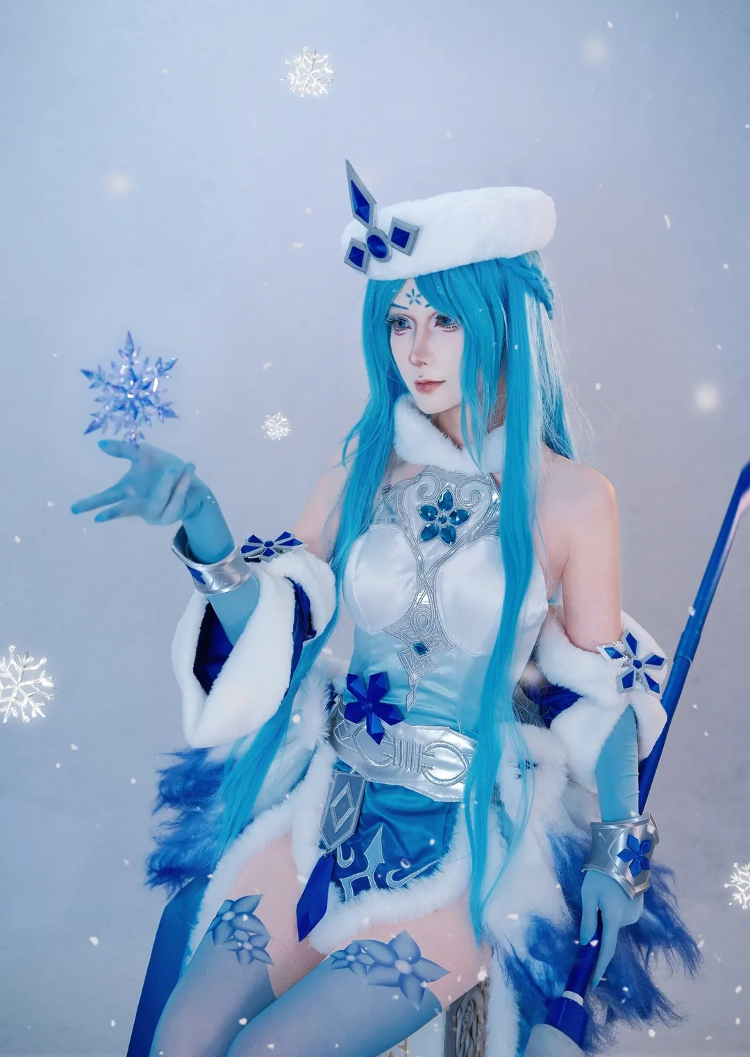 王者荣耀, 王昭君cos, cosplay摄影, 蓝色丝袜, 冰雪之华 - 第2张