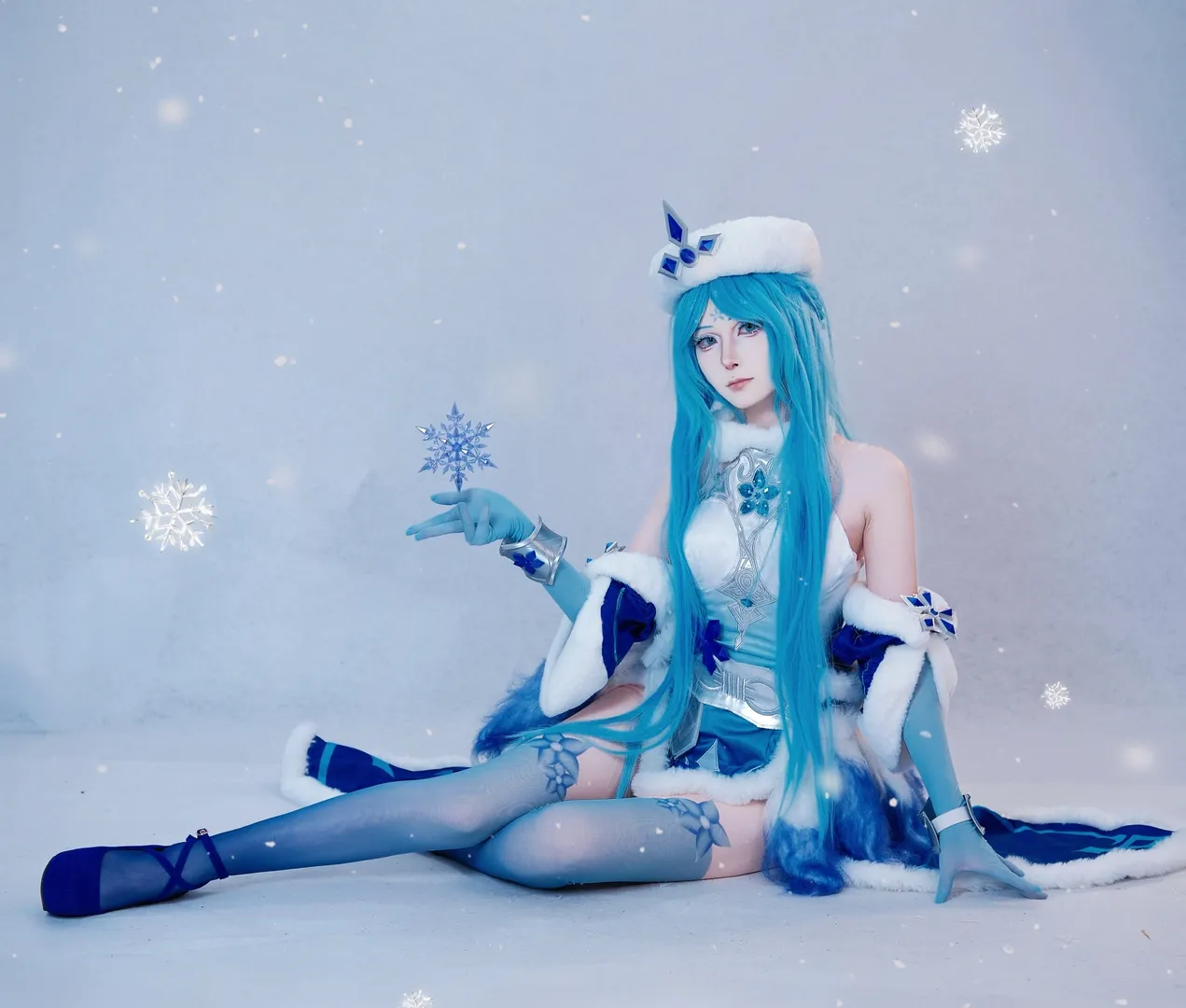 王者荣耀, 王昭君cos, cosplay摄影, 蓝色丝袜, 冰雪之华 - 第3张