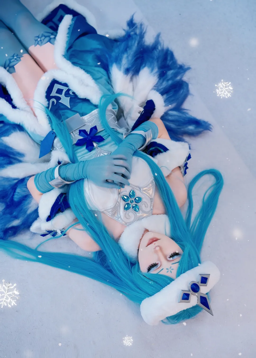 王者荣耀, 王昭君cos, cosplay摄影, 蓝色丝袜, 冰雪之华 - 第5张
