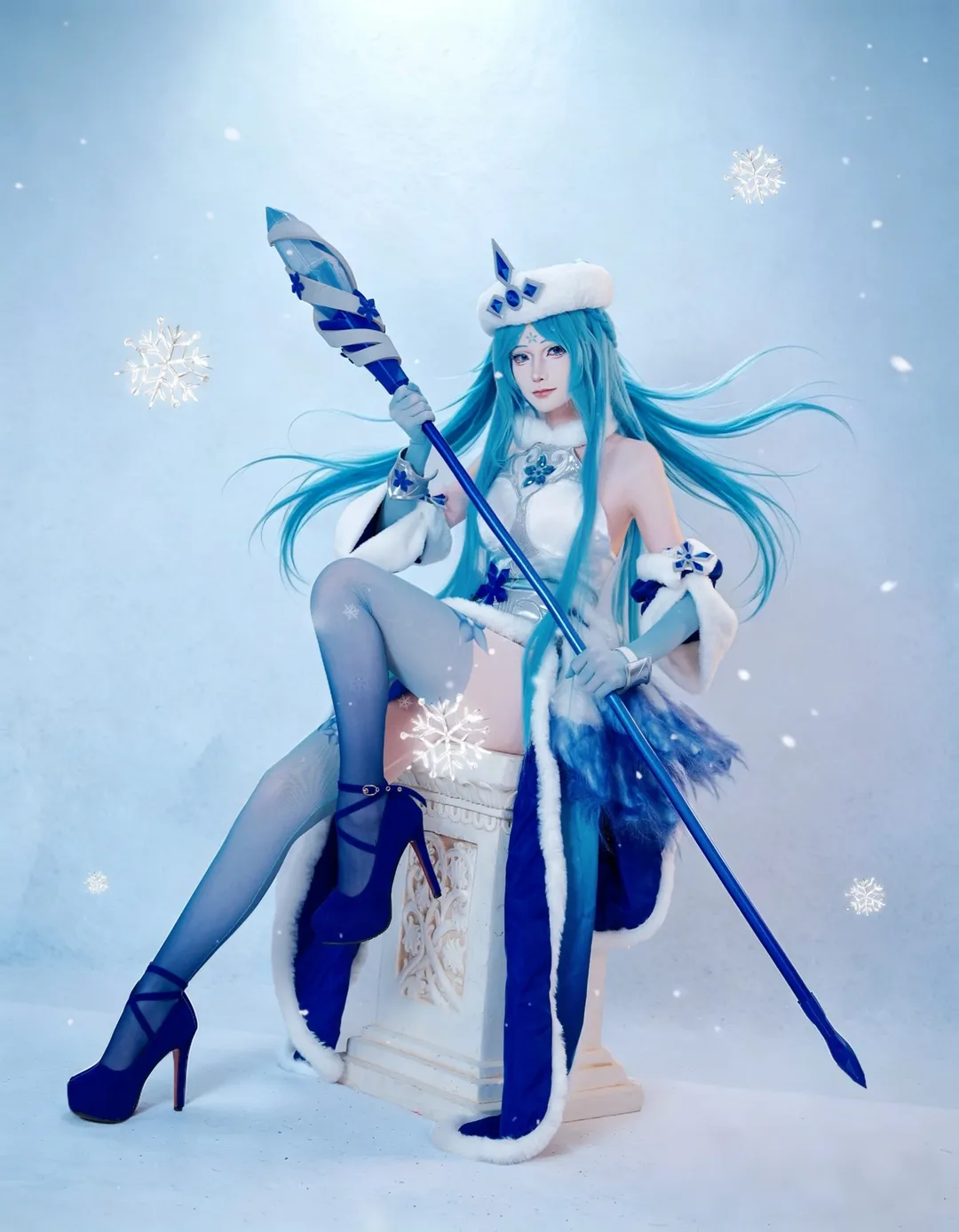 王者榮耀, 王昭君cos, cosplay攝影, 藍色絲襪, 冰雪之華