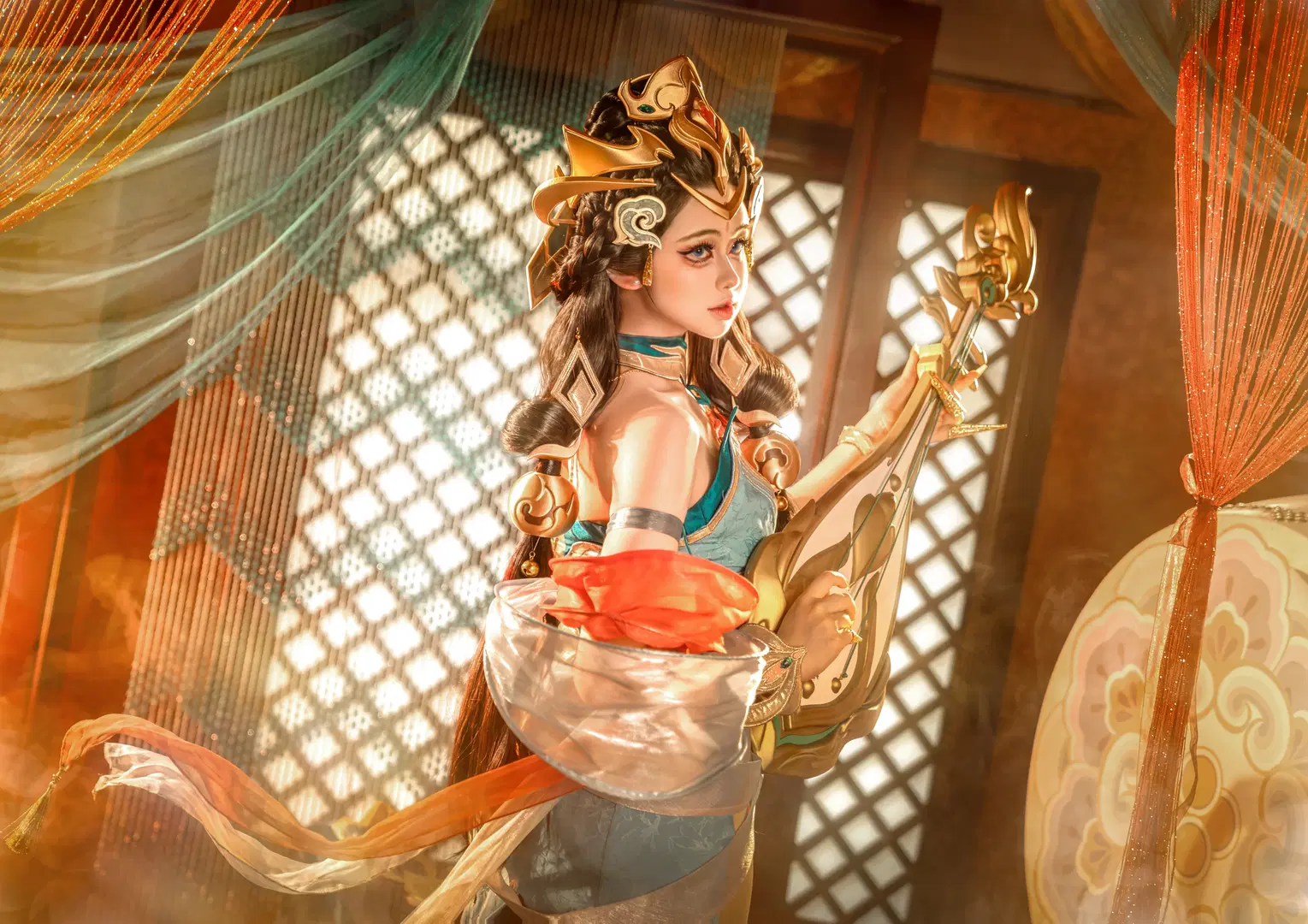 【杨玉环cos】王者荣耀杨玉环原皮，青绿霓裳的影像记录 - QqQ - 第3张