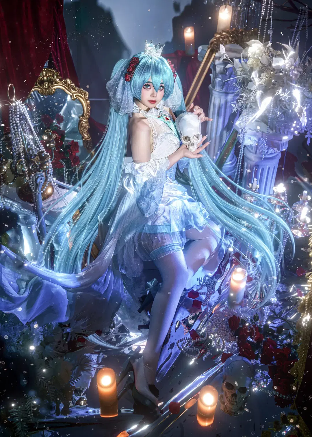 【初音未來cos】白如雪的公主，紅玫瑰與白骨交織的幻境 - QqQ - 第2張