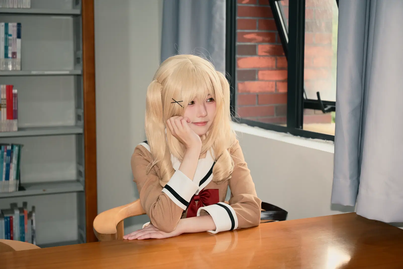 图书馆摄影, bangdream, 双马尾, 水手服cos, 市谷有咲cos