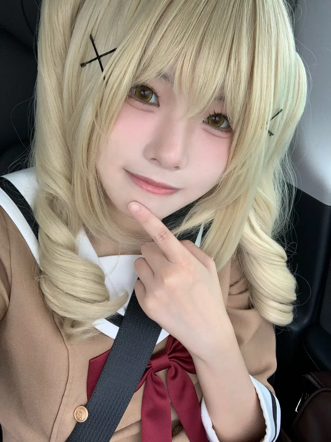 制服cosplay, BanG Dream!, 市谷有咲cos, PoppinParty, 金发螺旋卷