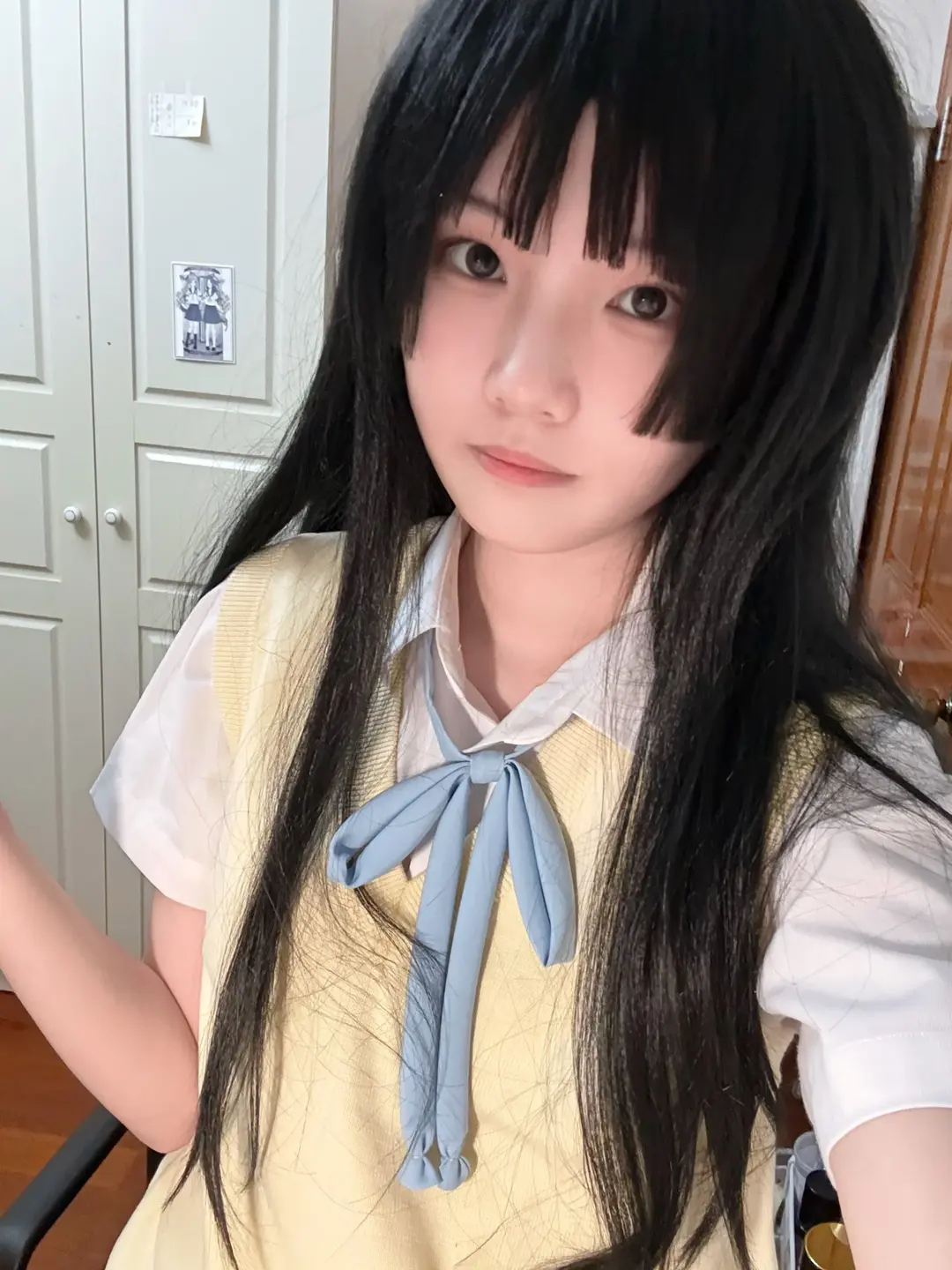 动漫cos, JK制服, 黑长直, 秋山澪cos, 轻音少女 - 第1张