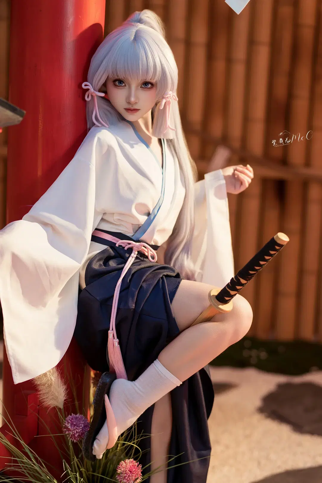 二次元, 神里绫华cos, 动作参考, 和风写真, 足袋
