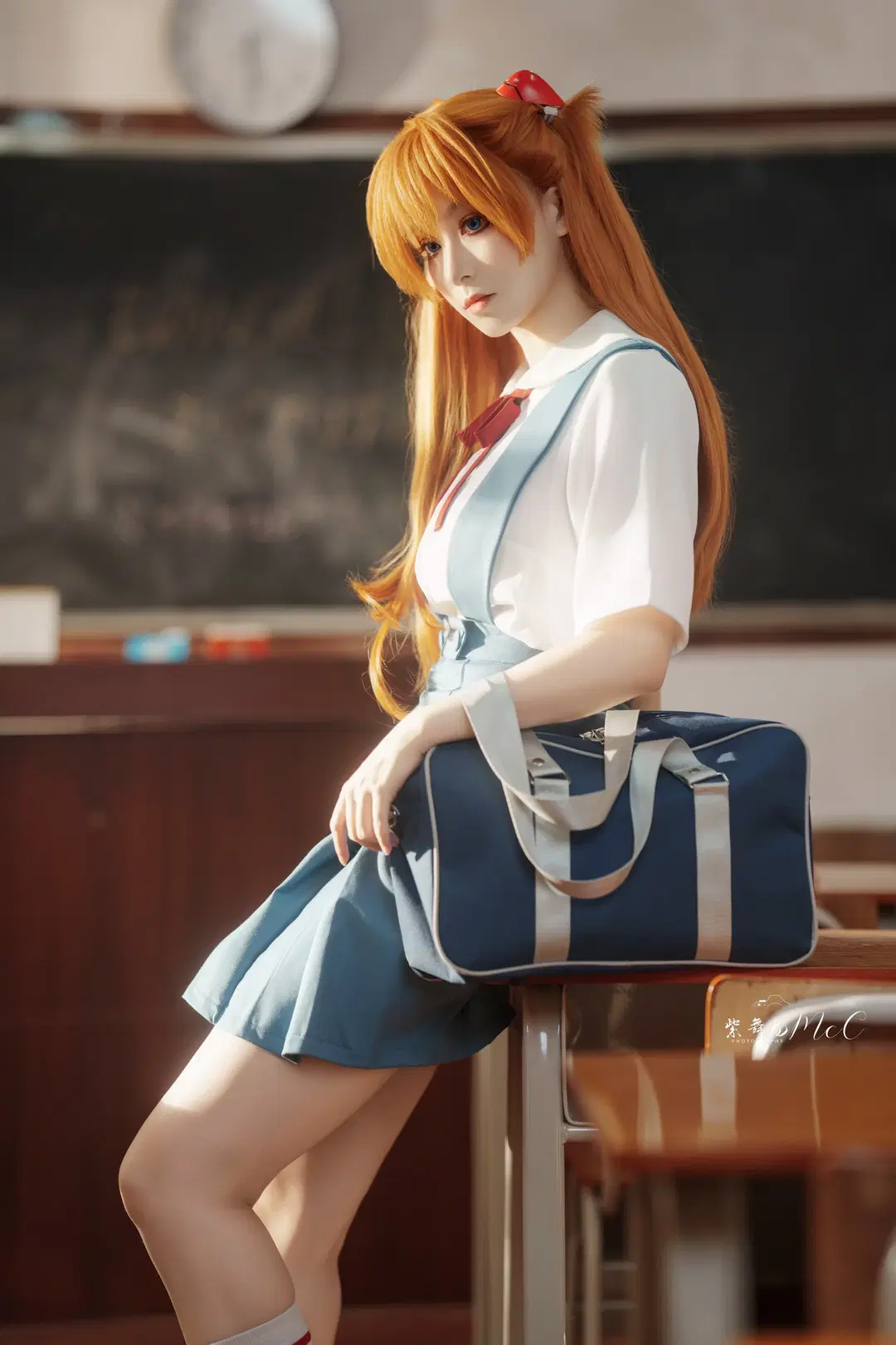 校服, EVA, 白丝, 明日香cos, 新世纪福音战士