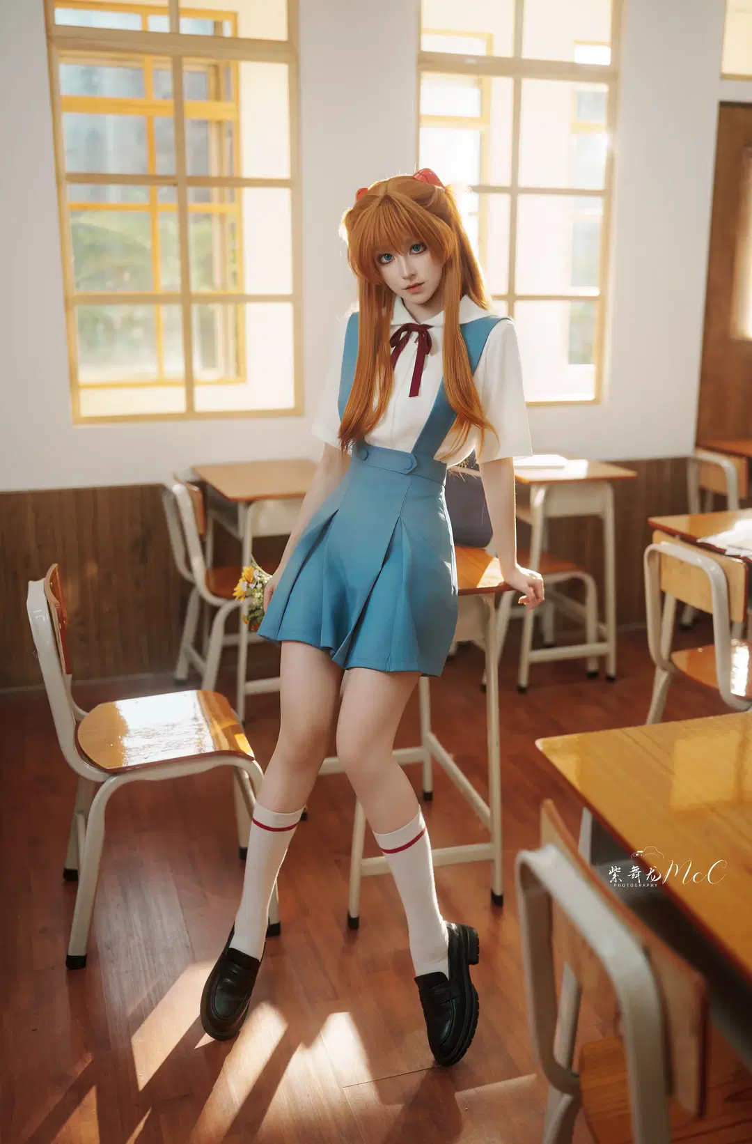 EVA, 白丝, 明日香cos, 新世纪福音战士, 校服cos
