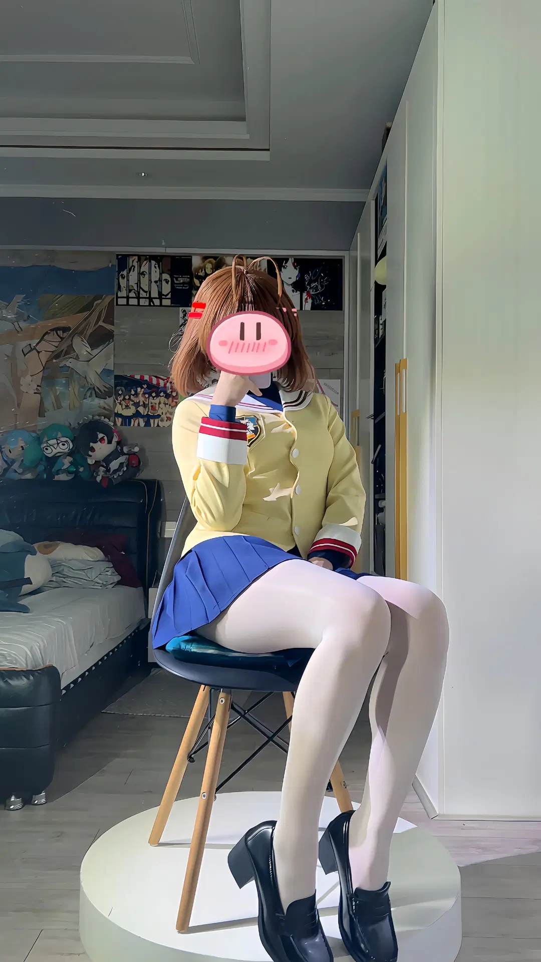 白丝, 对镜自拍, 古河渚cos, 制服cos, Clannad