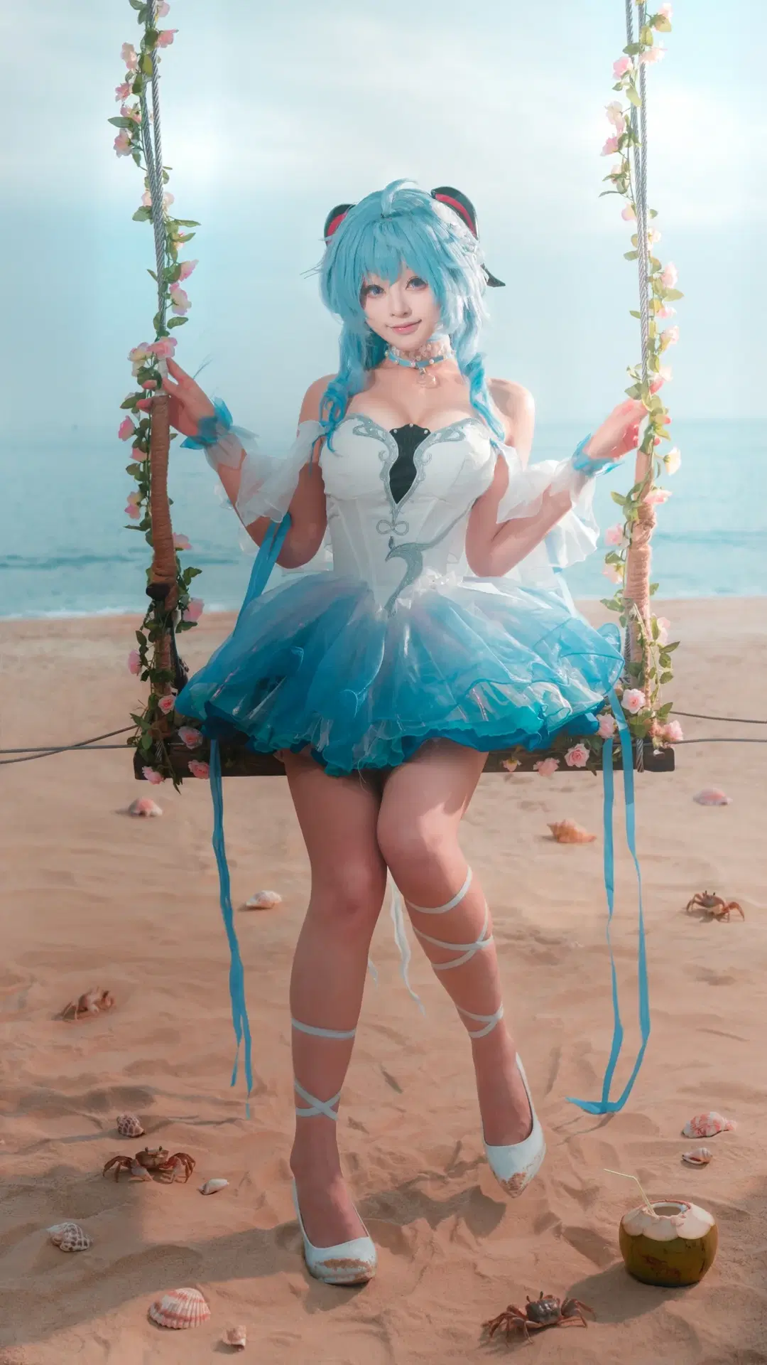 原神, 甘雨 コスプレ, 二次元撮影, 海辺のロケ撮影, 甘雨 バレエ