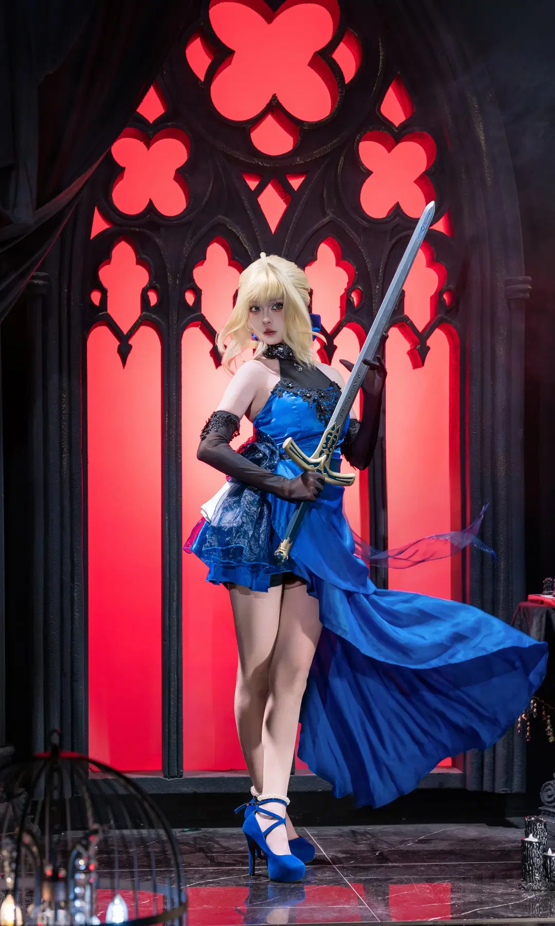 2D, Fate/Grand Order, Altria cosplay, Saber, Blue dress cosplay
