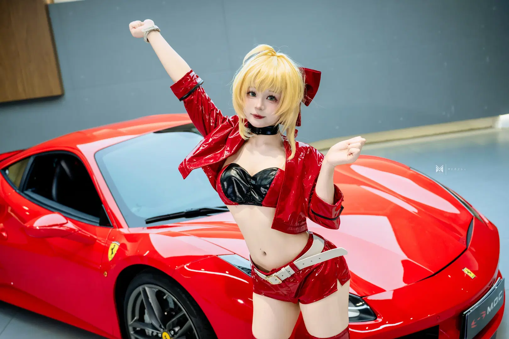 Fate/Grand Order Nero Cosplay Racing Suit: A Passionate Clash of Red Patent Leather and the Ferrari 488 by 柏杉子 - Image 2