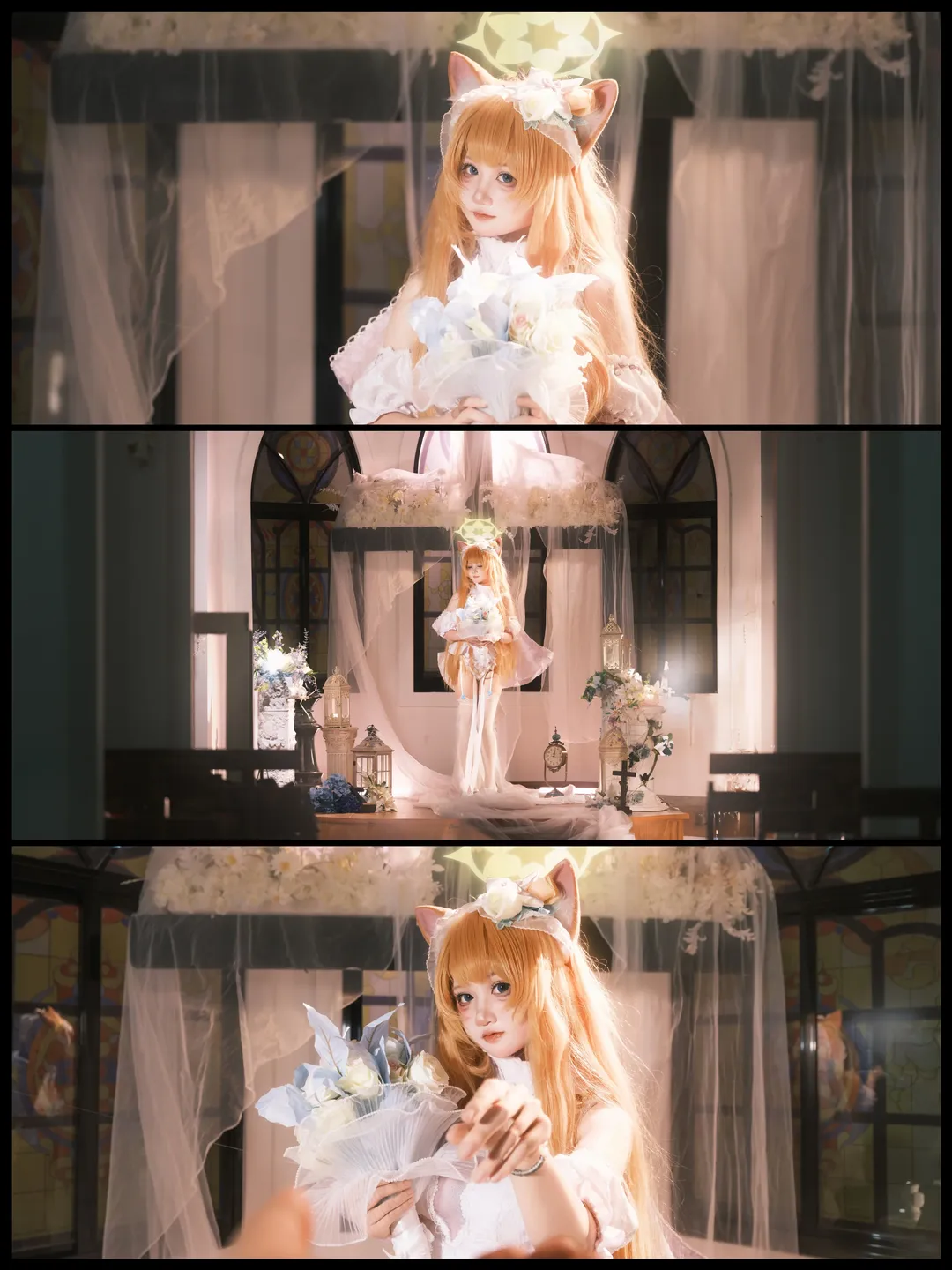 蔚蓝档案, 纯白誓约, cosplay摄影, 伊落玛丽cos, 教堂光影 - 第1张