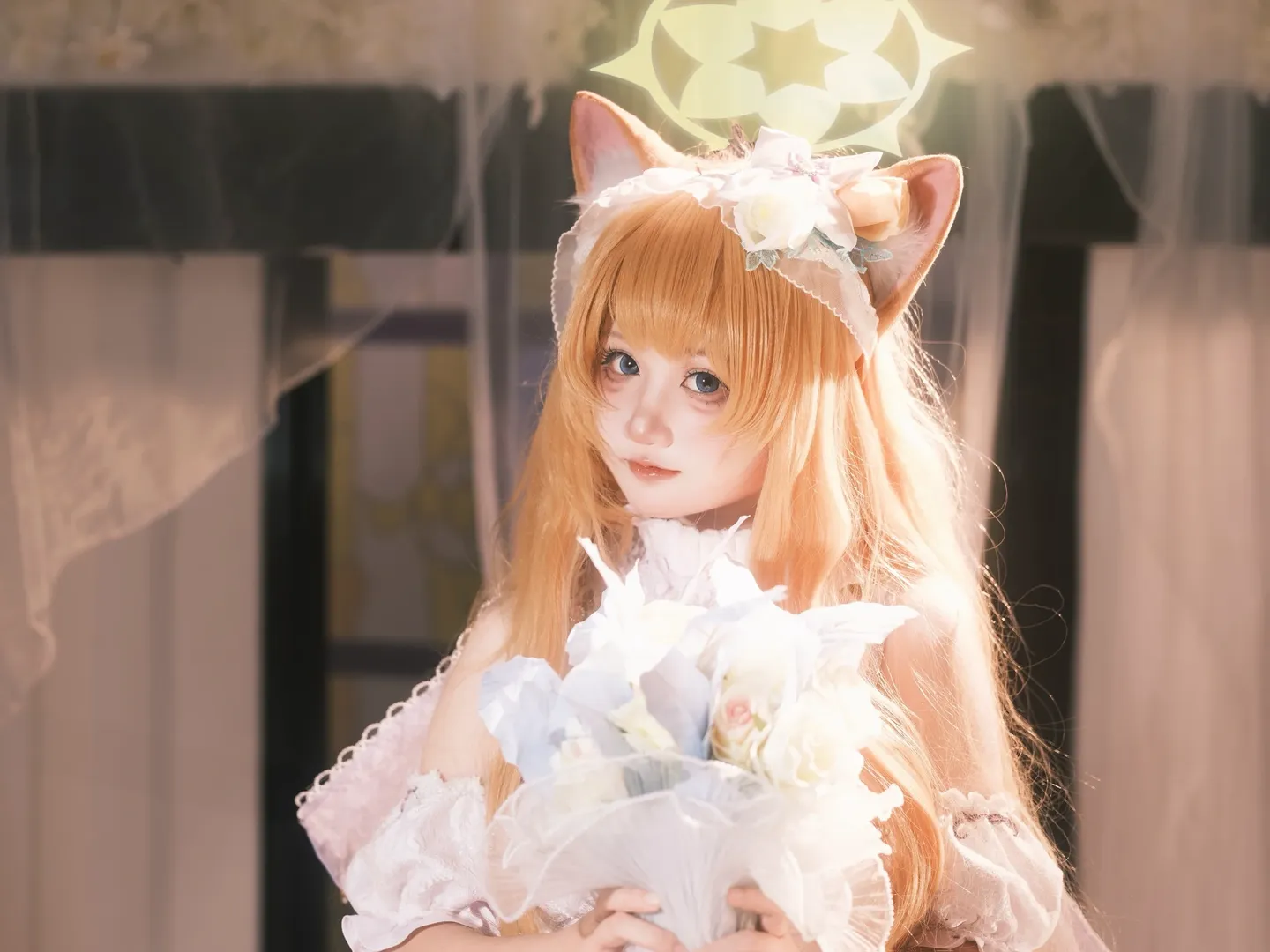 蔚蓝档案, 纯白誓约, cosplay摄影, 伊落玛丽cos, 教堂光影