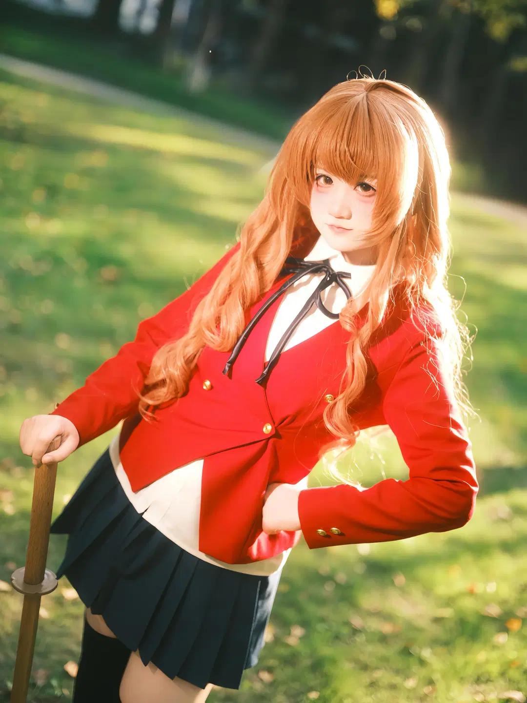 二次元摄影, 逢坂大河cos, 龙与虎, 校园制服, 过膝袜cos