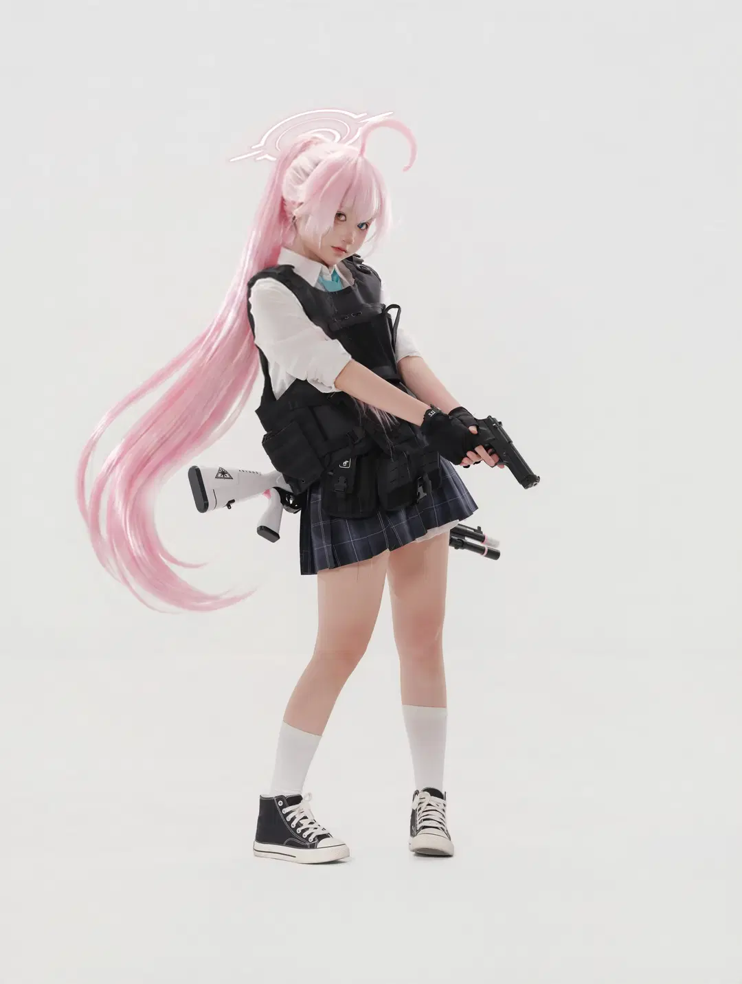 蔚蓝档案, 小鸟游星野cos, 战术少女, 白丝袜, 临战星野