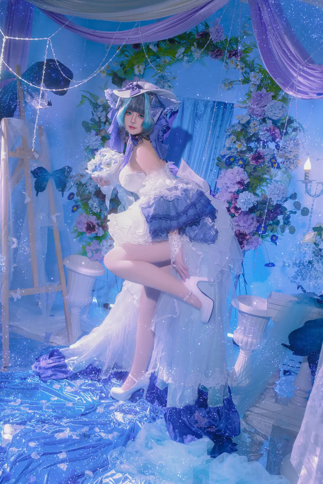 [Cheshire Cosplay] Azur Lane Cheshire in a Dreamy Blue and Purple Floral Ocean by 妖小纯_有棚版 - Image 3