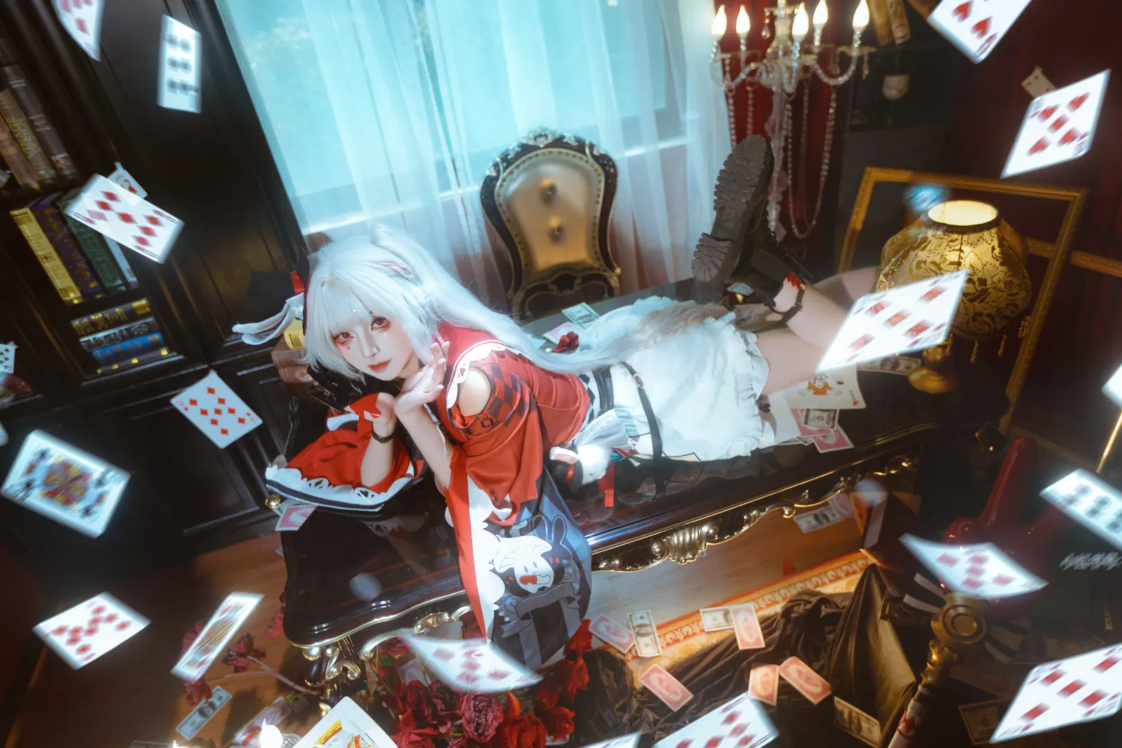 Anime-style photography, Honkai: Star Rail, Sparkle cosplay, Castle style, Playing cards