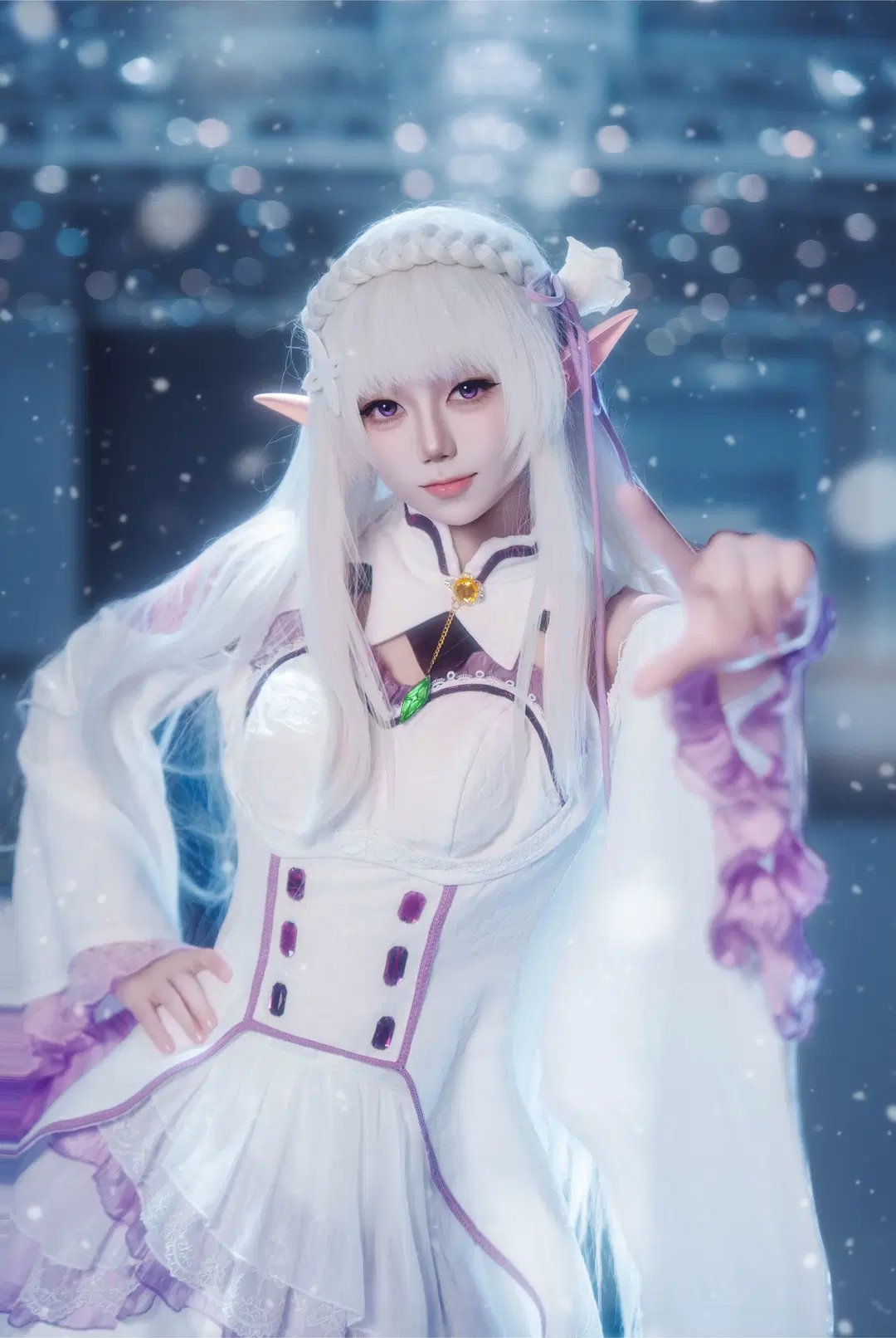 从零开始的异世界生活, 二次元cosplay, 爱蜜莉雅cos, 精灵耳, 雪景cos