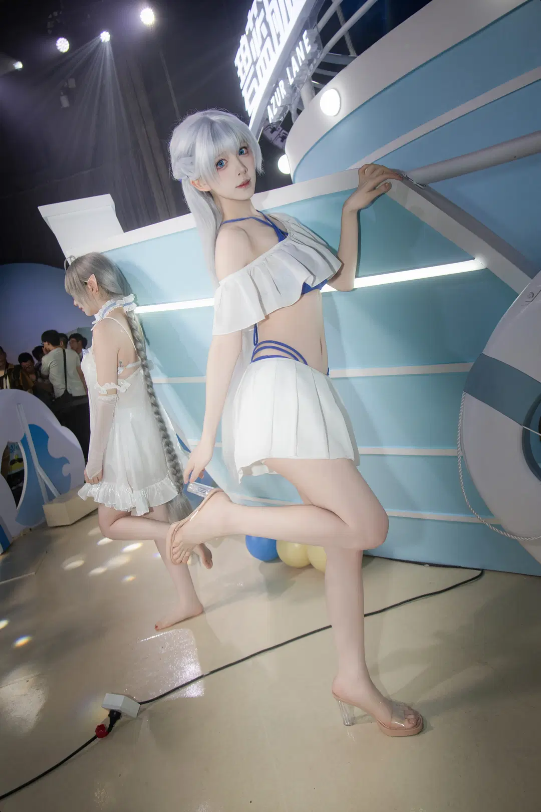 cosplay, 碧蓝航线, 泳装cos, 夏日清凉节, 银发精灵耳