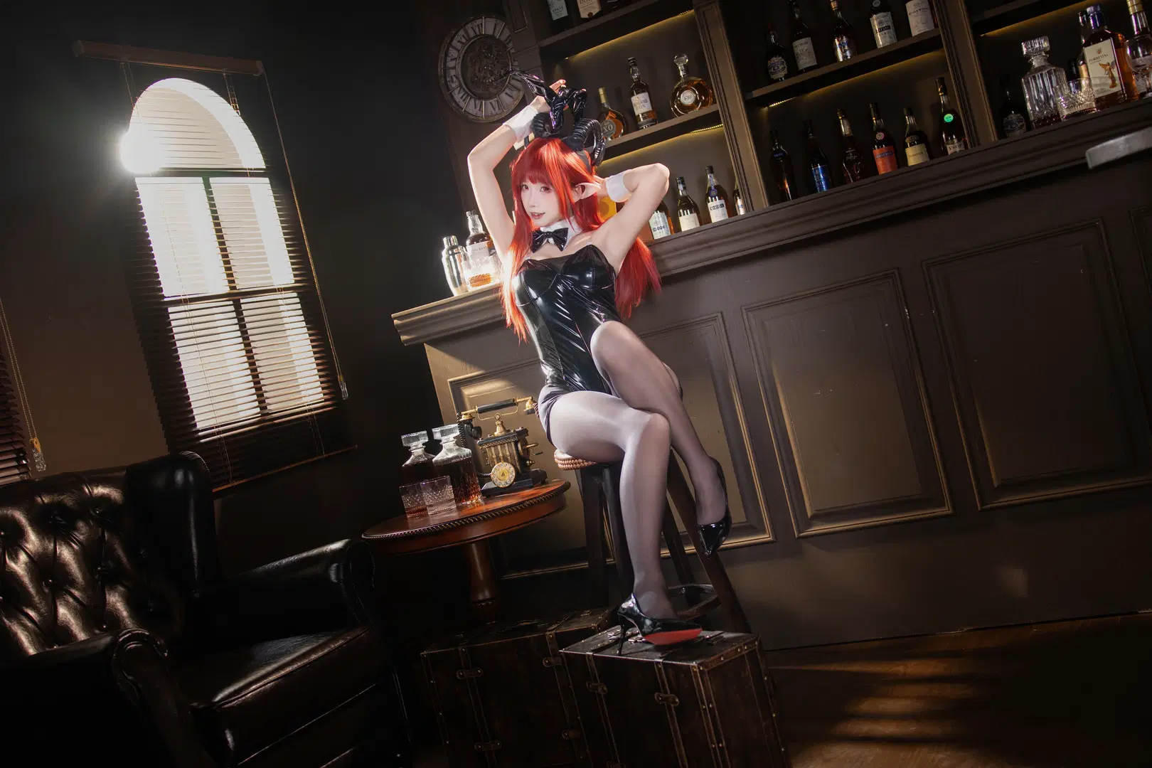 【碧蓝航线cos】红发恶魔兔女郎的复古酒吧微醺时刻 - ShalloWhite - 第4张