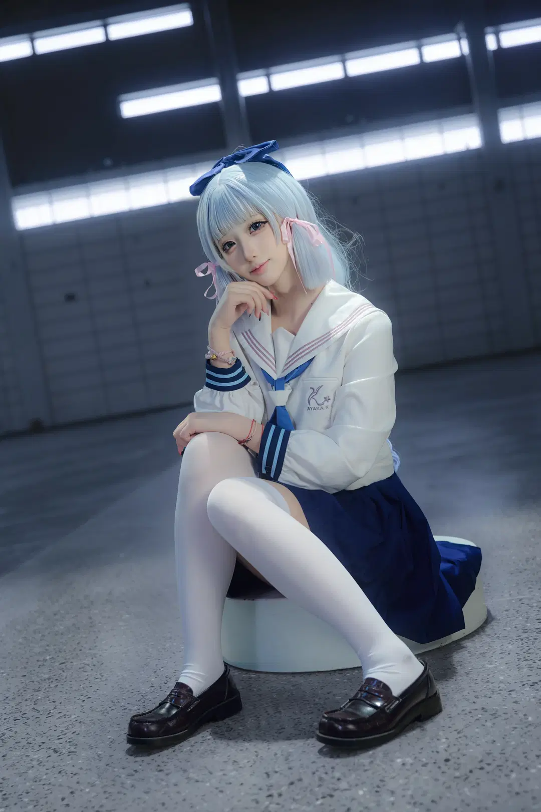 【神裡綾華cos】原神喜茶聯動套，藍髮水手服的拍攝記錄 - 铭茶梓GO - 第3張