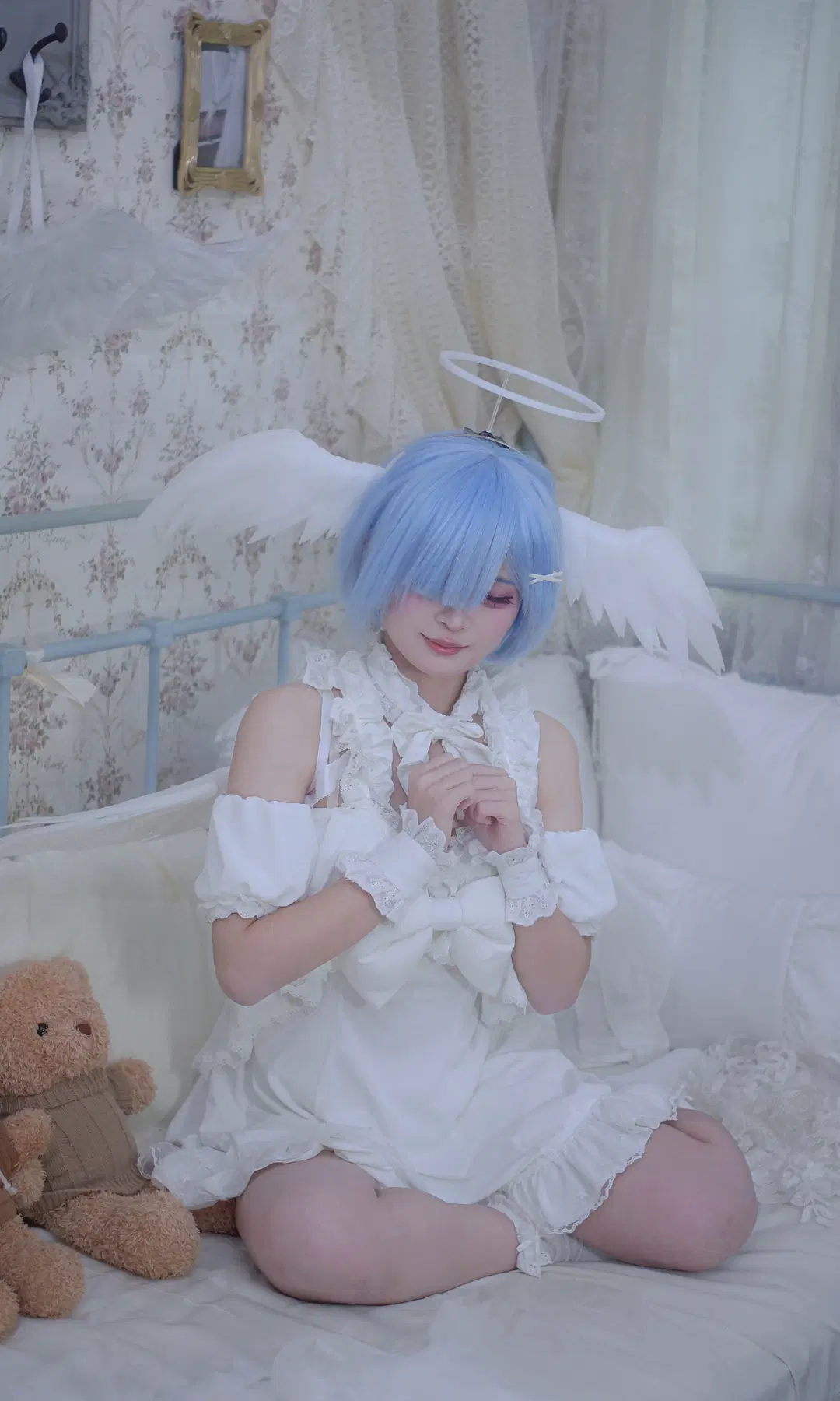 【レム コスプレ】ピュアホワイトな天使レムの室内撮影メイキング - 薄荷起司喵 - 2枚目