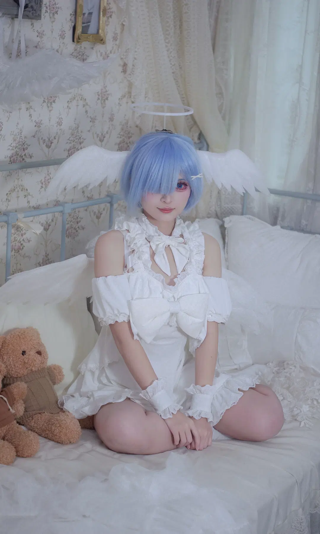 【レム コスプレ】ピュアホワイトな天使レムの室内撮影メイキング - 薄荷起司喵 - 3枚目