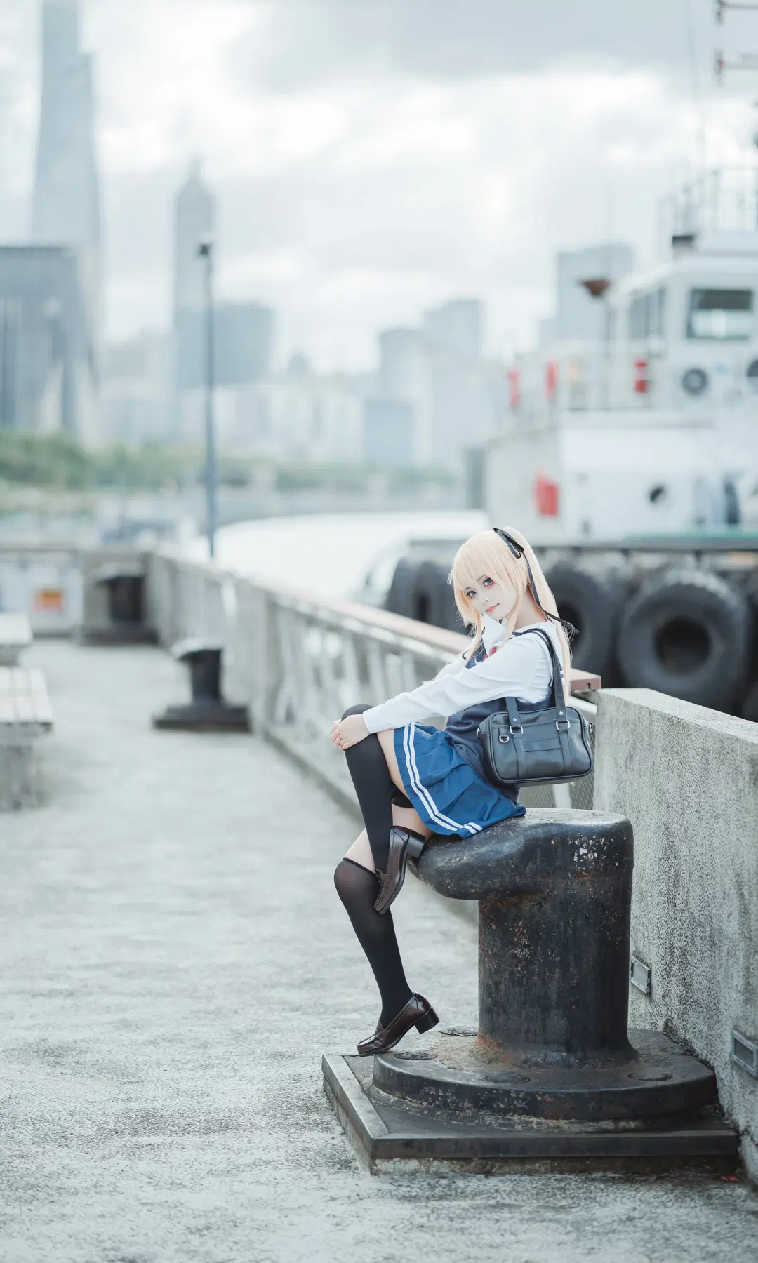 cosplay正片, 黑丝, 英梨梨cos, 金发双马尾, 水手服cos