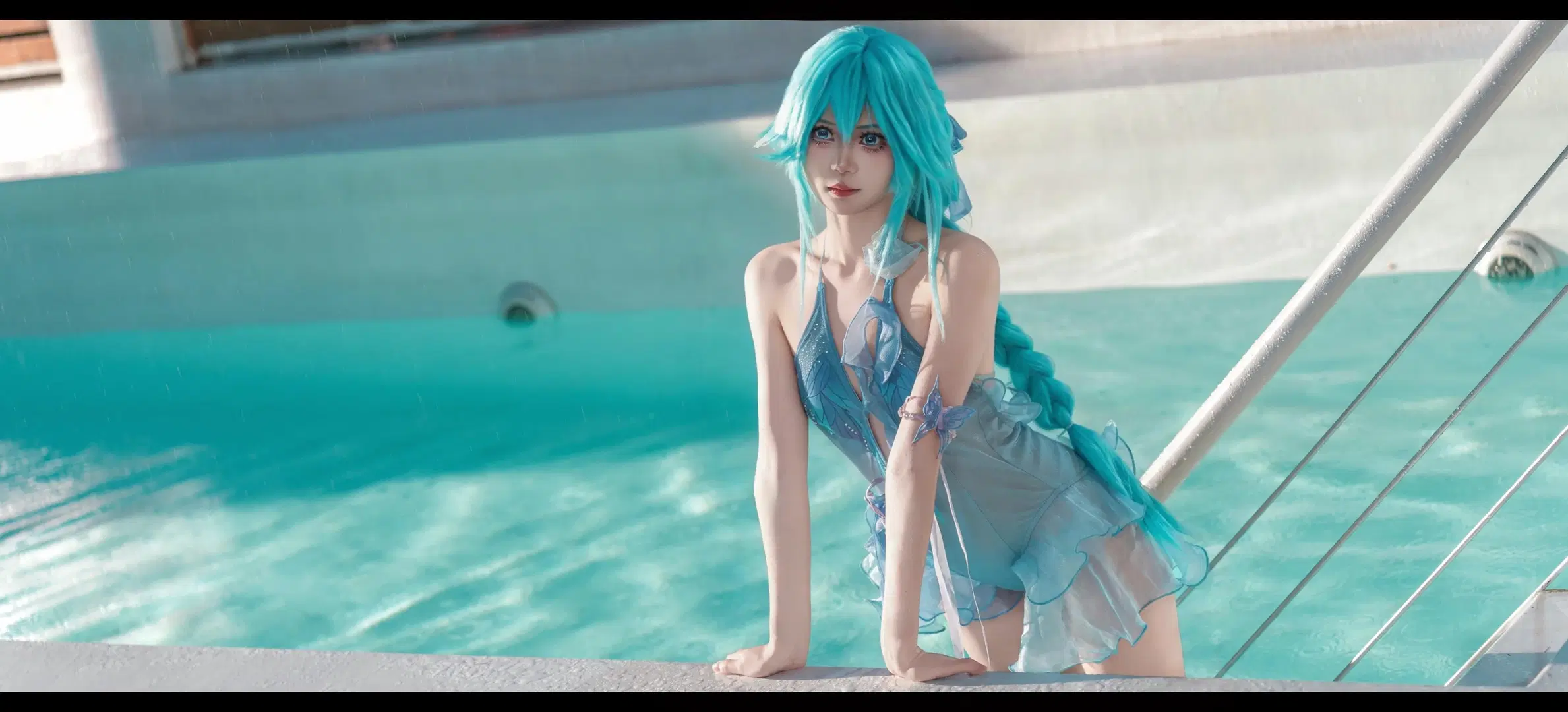 NARAKA: BLADEPOINT, Poolside photoshoot, Lan Meng cosplay, Game cosplay, summer custom design