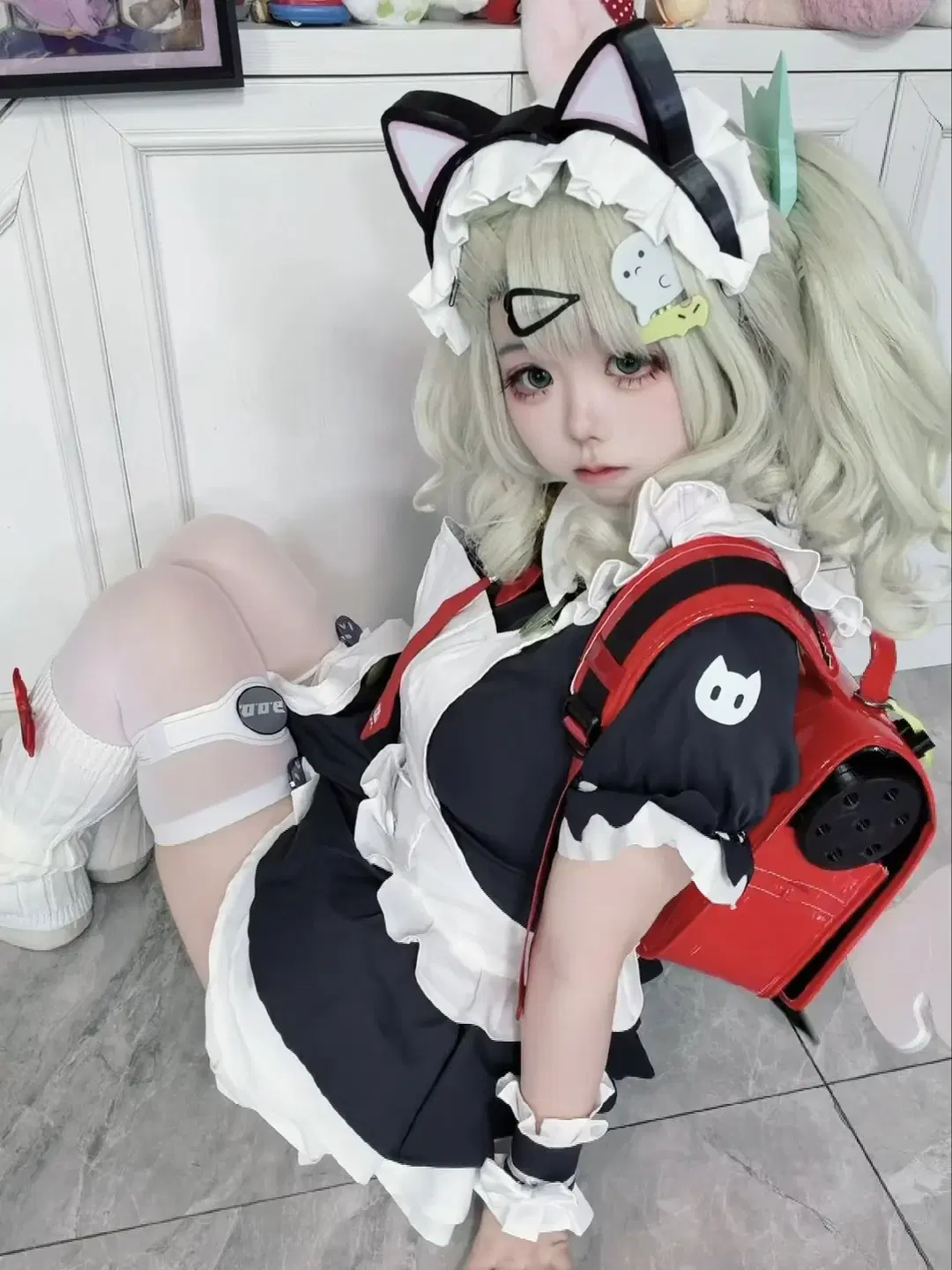 猫耳, 女仆装, 二次元cos, 白丝, 千夏cos