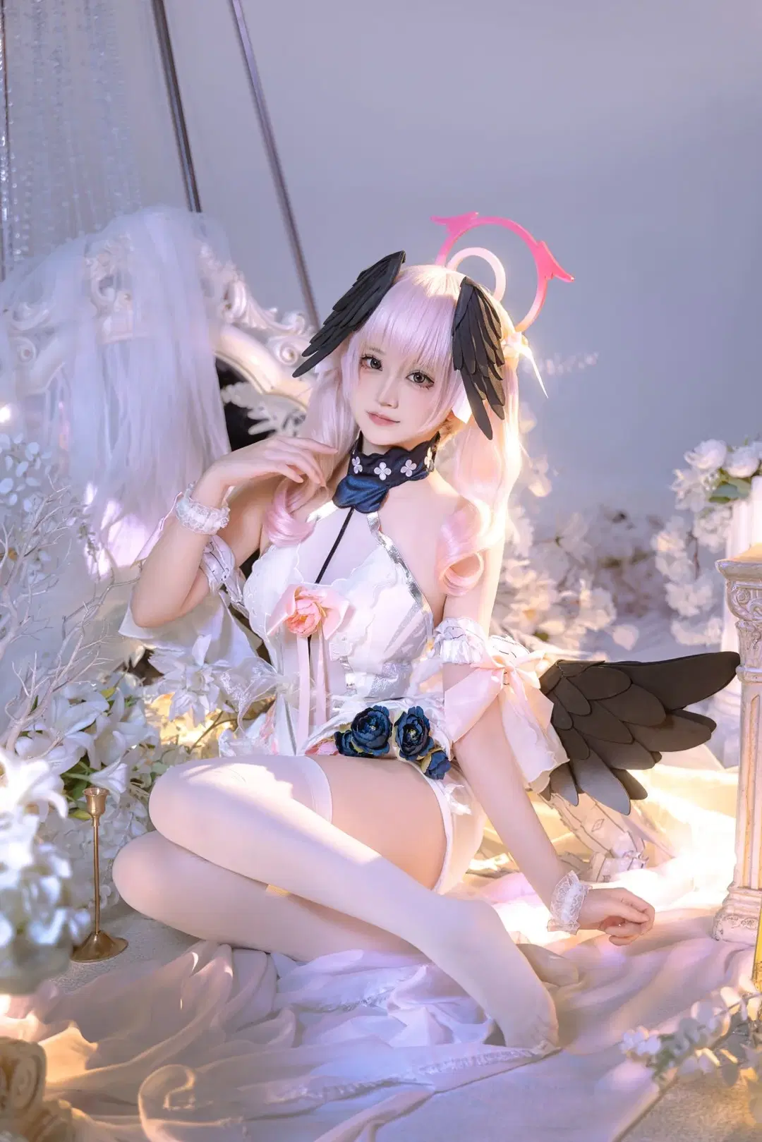 Anime-style photography, Blue Archive, Blue Archive, Shimoe Koharu cosplay, White stockings