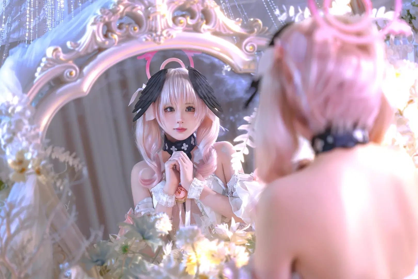 [Shimoe Koharu cosplay] Blue Archive Fantasy Garden, the clash of black wings and pink halo by Bocchi_the_Optics - Image 2