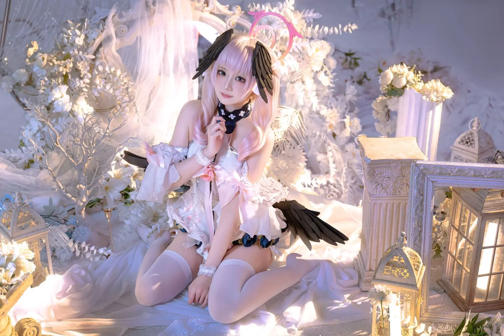 [Shimoe Koharu cosplay] Blue Archive Fantasy Garden, the clash of black wings and pink halo by Bocchi_the_Optics - Image 4