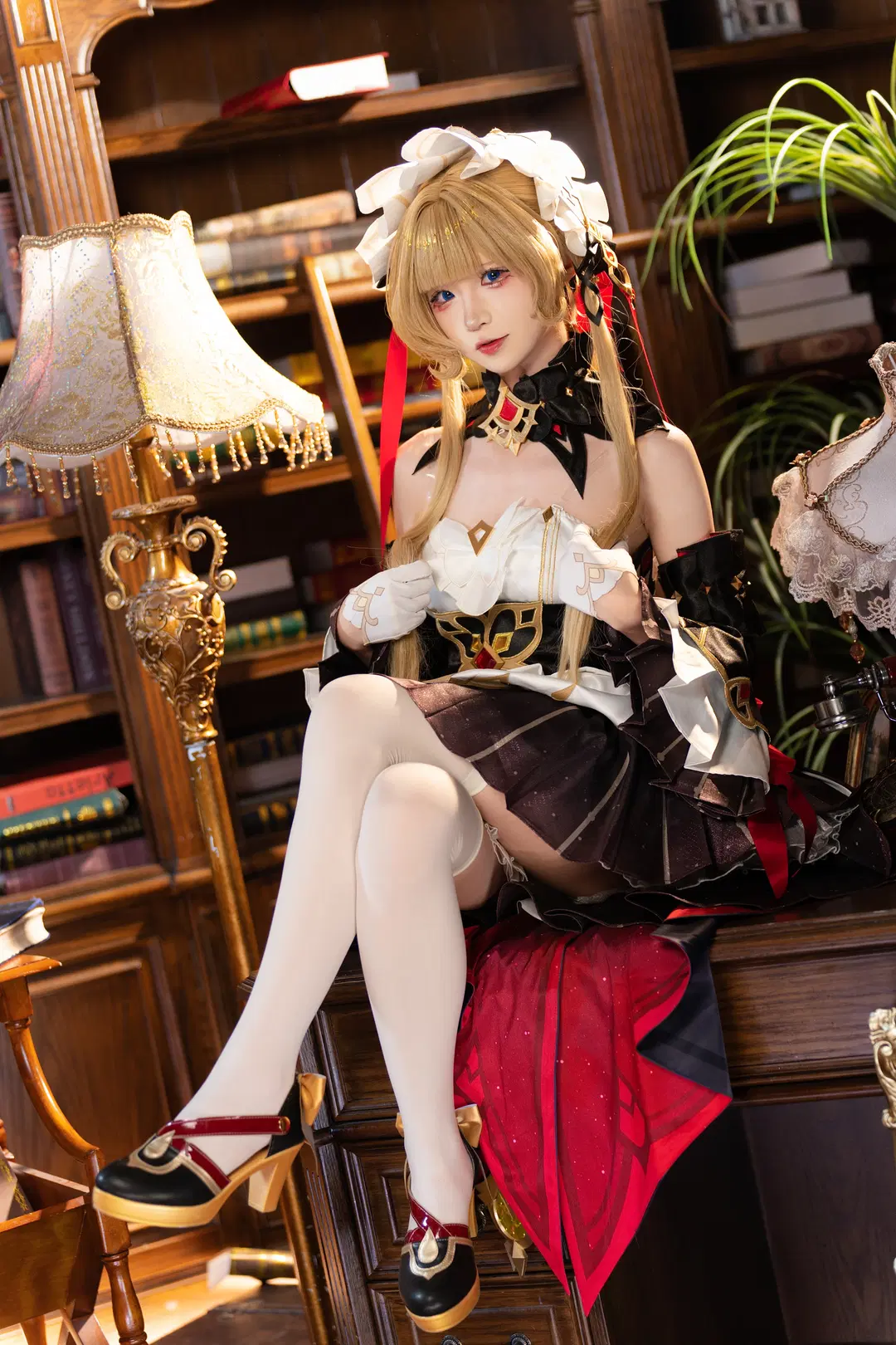 桑多涅cos, 原神, 二次元cosplay, 丝袜, 复古书房人像