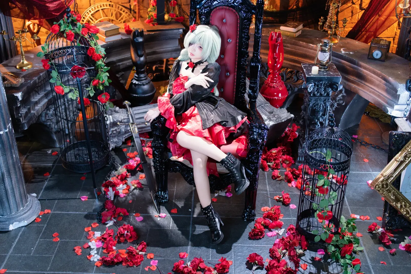 【Phrolova cosplay】Wuthering Waves 'Twilight Story': Crimson & Black Gothic style cosplay Night Rose | Dark style Rose Scepter by 南朝花月 - Image 3