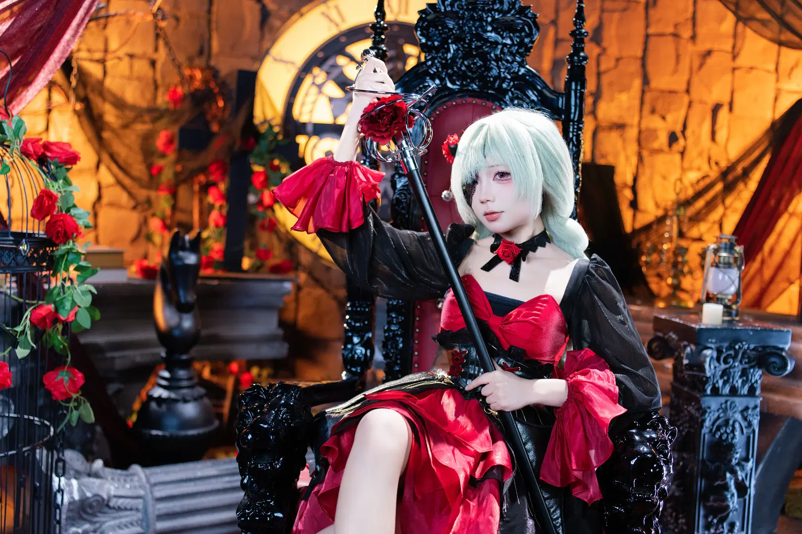 【Phrolova cosplay】Wuthering Waves 'Twilight Story': Crimson & Black Gothic style cosplay Night Rose | Dark style Rose Scepter by 南朝花月 - Image 4