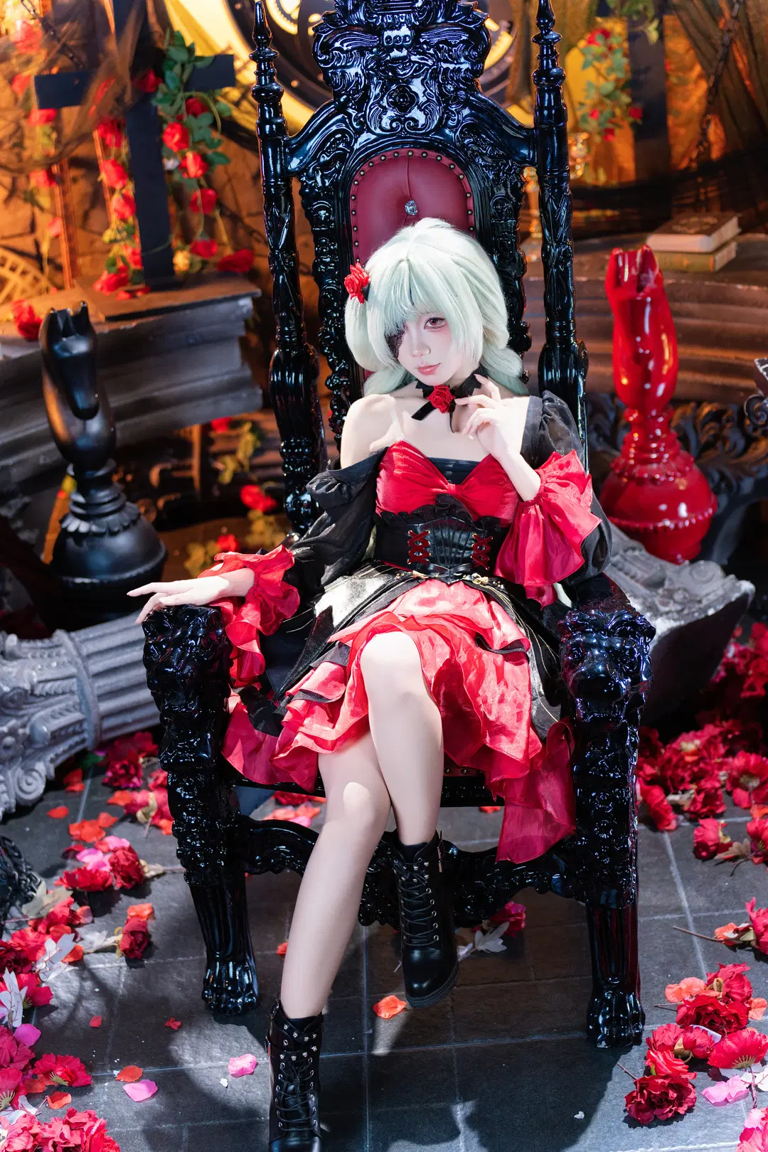 【Phrolova cosplay】Wuthering Waves 'Twilight Story': Crimson & Black Gothic style cosplay Night Rose | Dark style Rose Scepter by 南朝花月 - Image 9