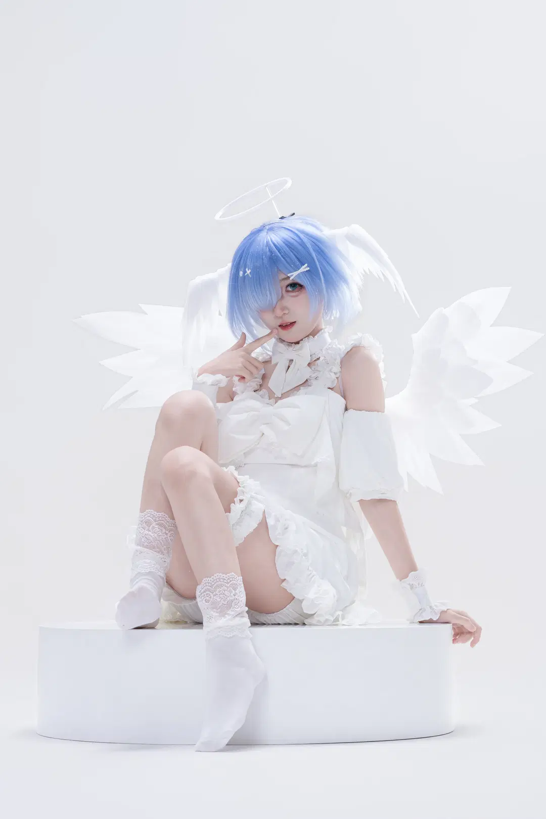 二次元, 蕾姆cos, 索尼A7M5, 天使cosplay, 白色丝袜
