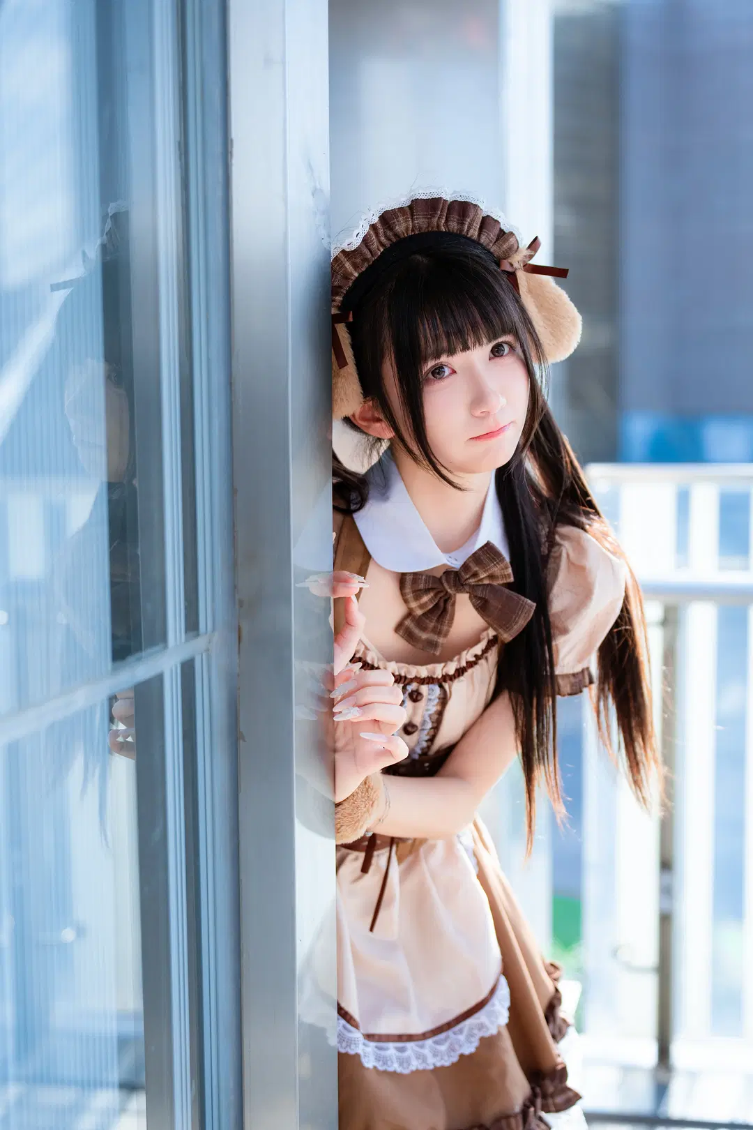 Puppy Maid Outfit on the Street: The Brown Ensemble Paired with White Stockings Is Absolutely Stunning by 南朝花月 - Image 14