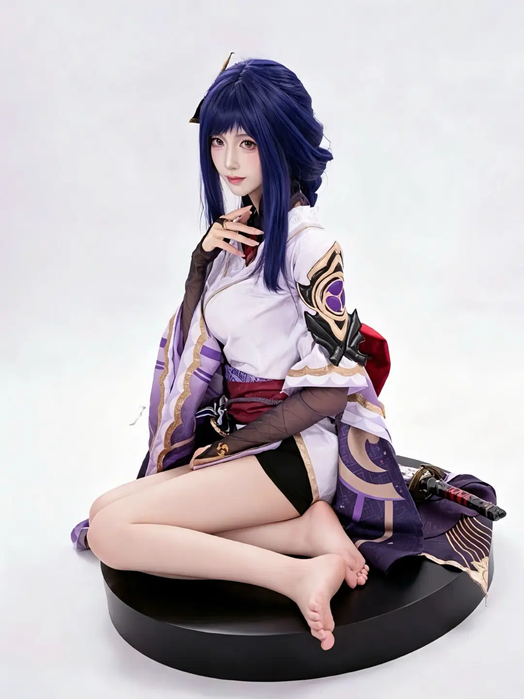 Genshin Impact, Anime cosplay, Onee-san / Mature woman, Black stockings, Raiden Shogun cosplay