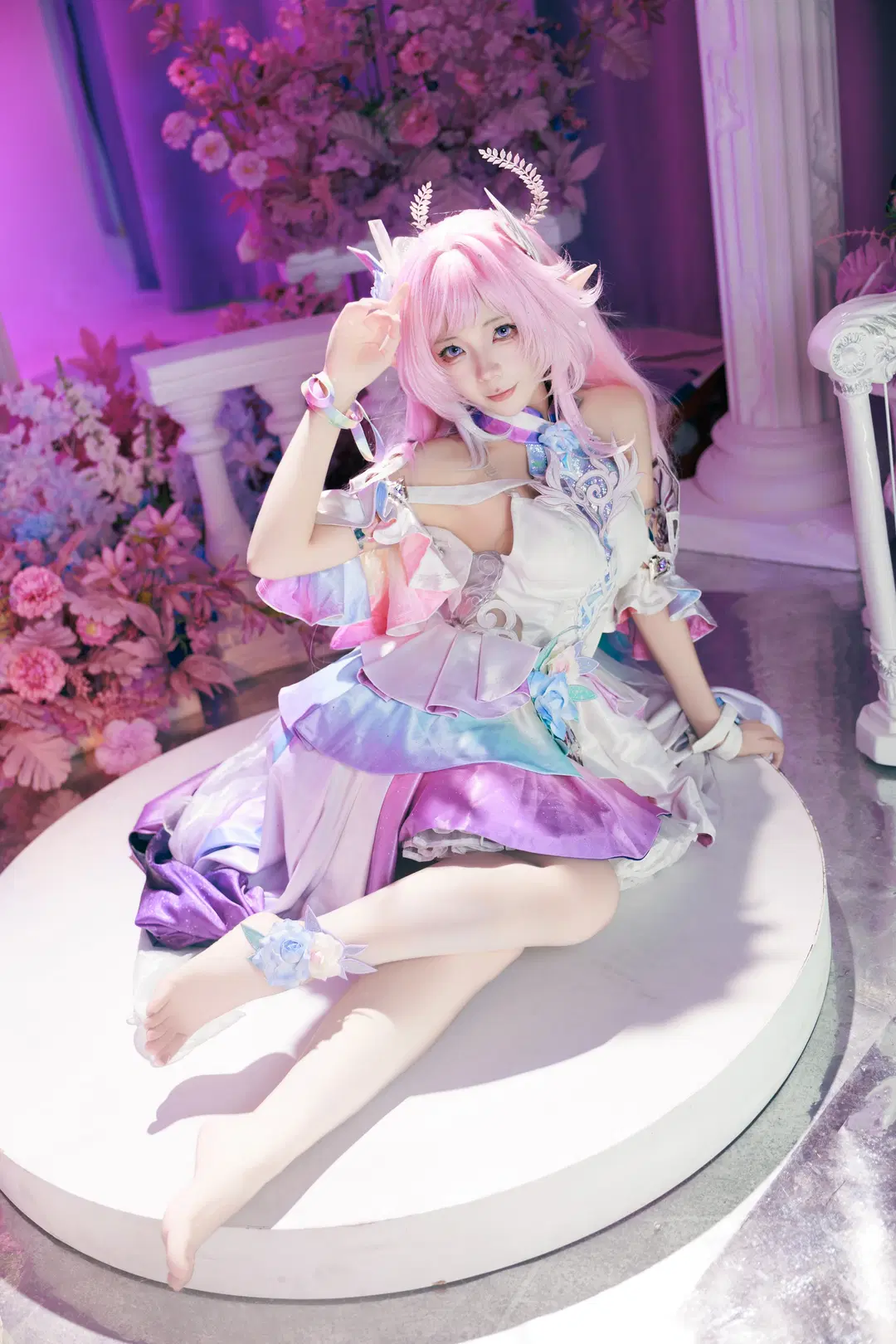 粉色长发, 昔涟cos, 崩坏星穹铁道, 二次元cosplay, 精灵耳造型