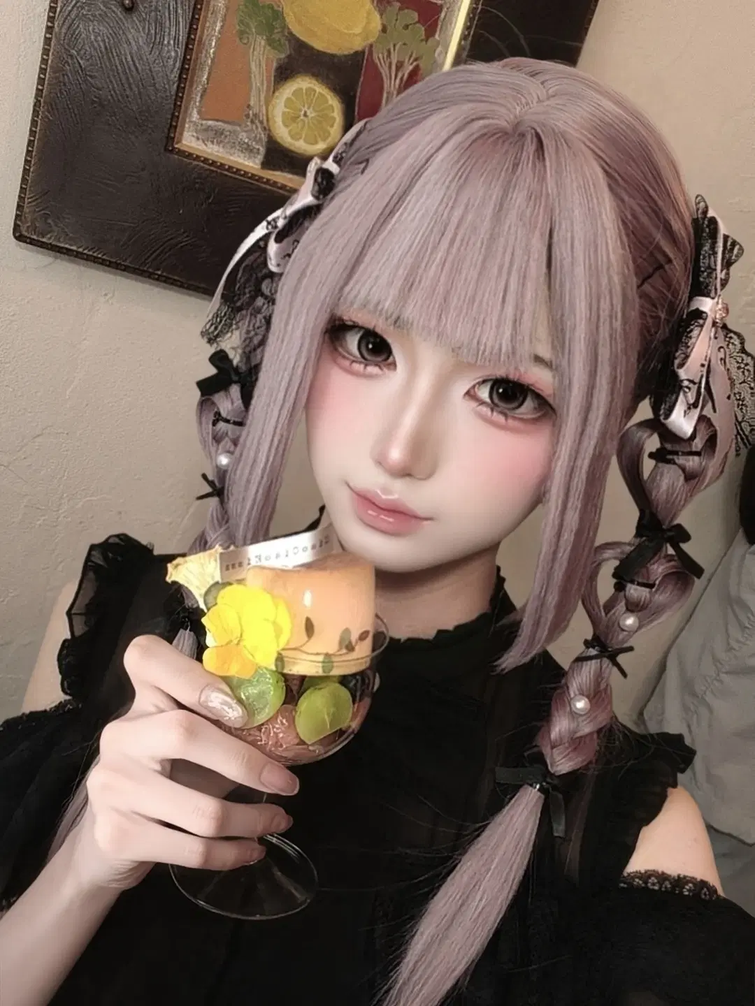 コスプレ, ロリータ, 二次元メイク, アフタヌーンティー巡り, アッシュパープル髪色